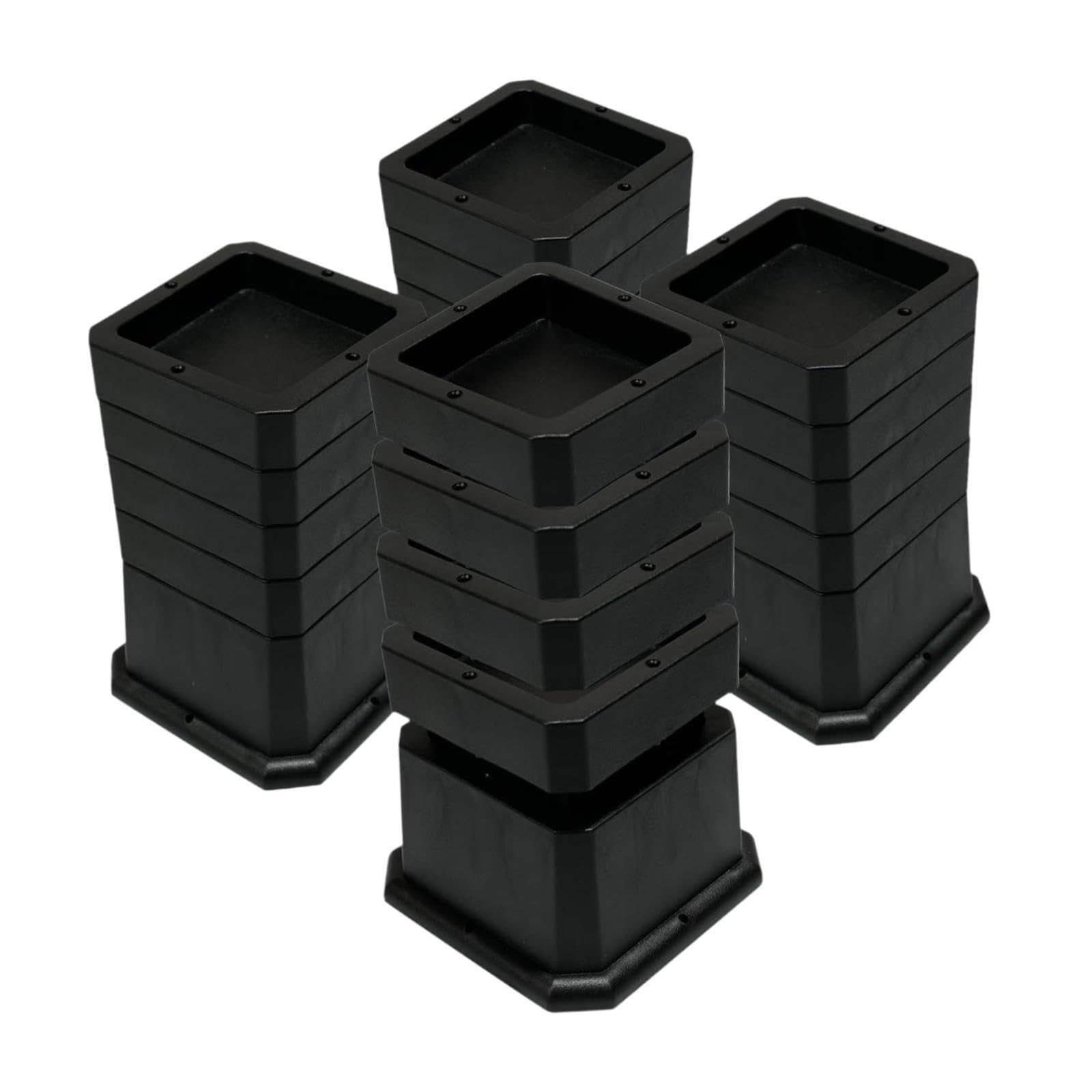 Elevadores de muebles que ahorran espacio, Negro 6 pulgadas | resistentes, elevan camas, sofás y pisos, al tiempo que ofrecen almacenamiento o gabinetes adicionales sin , Negro , 6