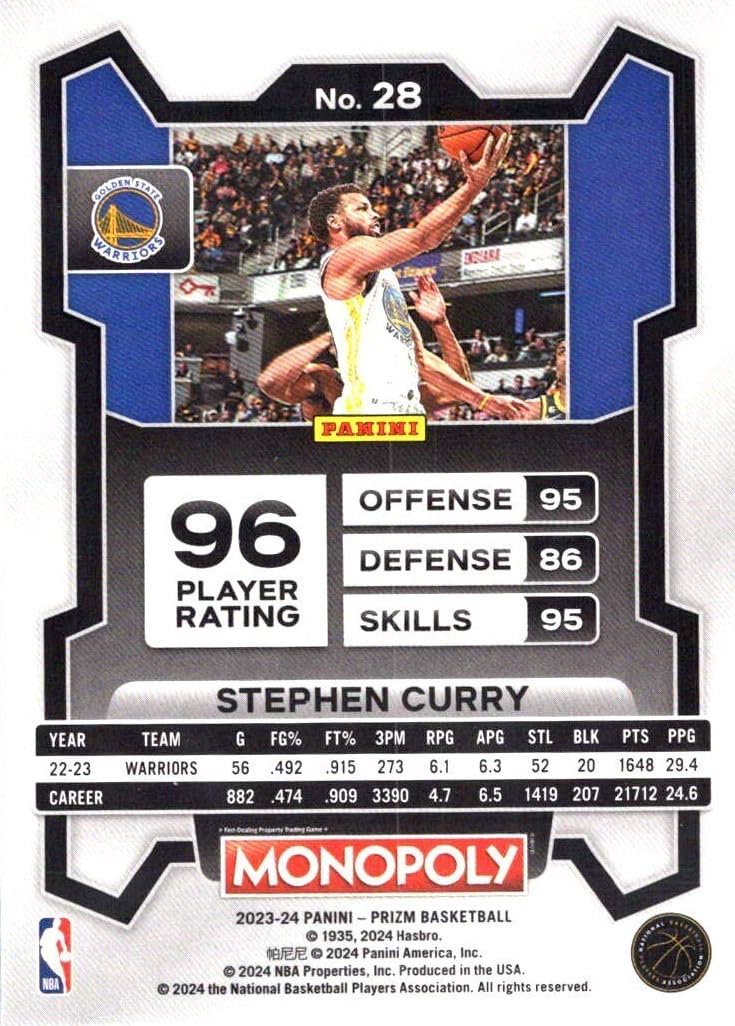 Amazon.com: Stephen Curry 2023 2024 Panini Prizm Monopoly Series
