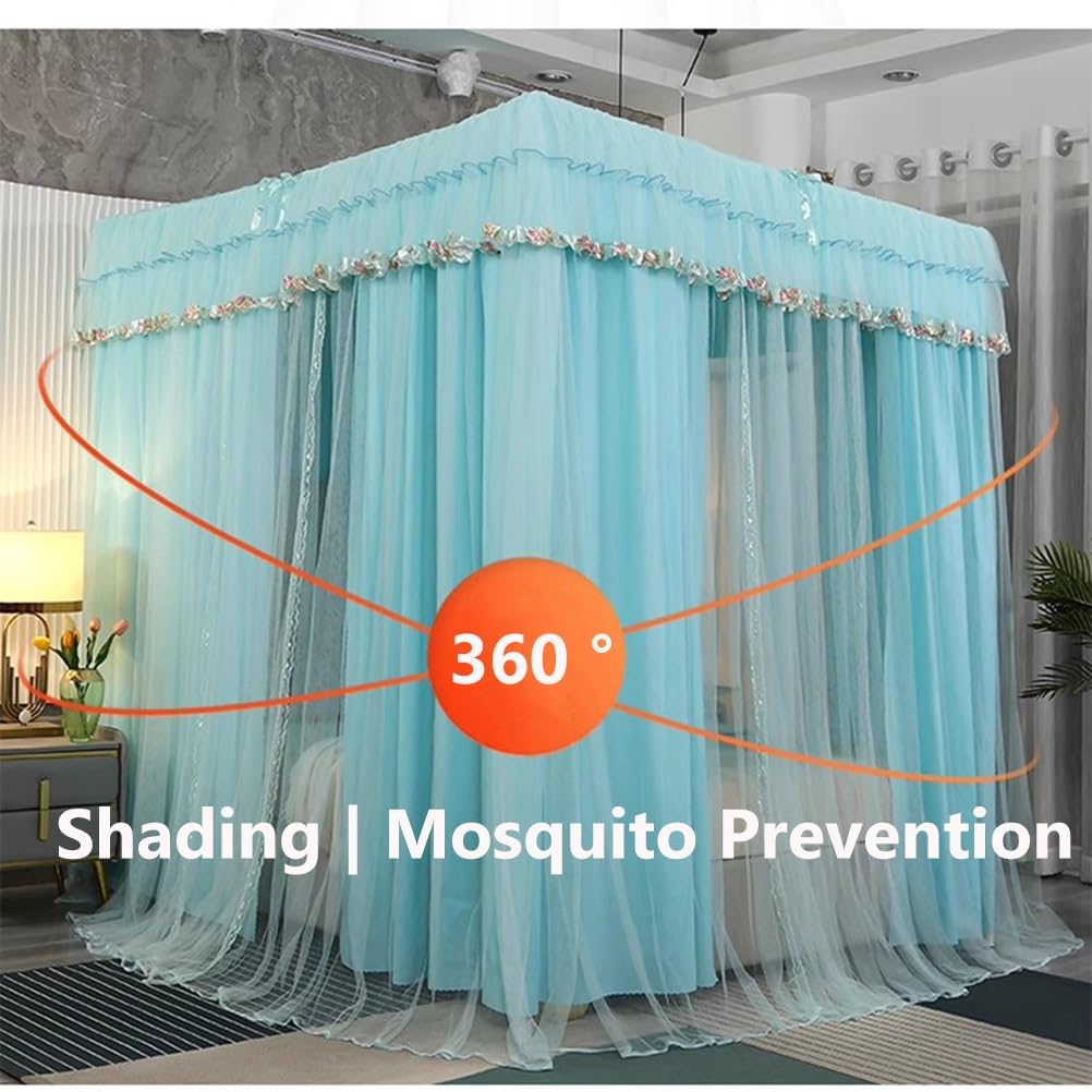 Doseles para Cama Mosquitera con Dosel para Cama Doble Azul, Juego para Cama Doble Queen King, decoración de Dormitorio para Primavera, Verano, Otoño e Invierno (Size : 150X200X195CM)