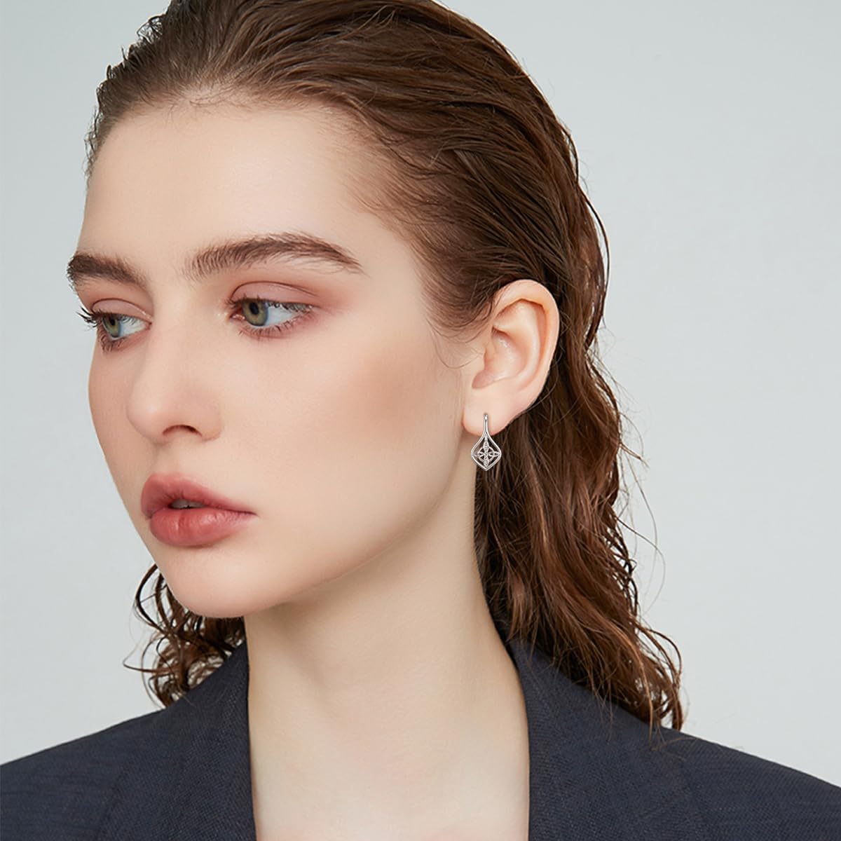 Celtic Knot Earrings Sterling Silver Trinity Knot/Witches Knot Leverback Earrings Irish Jewelry Gifts for Women - Image 2