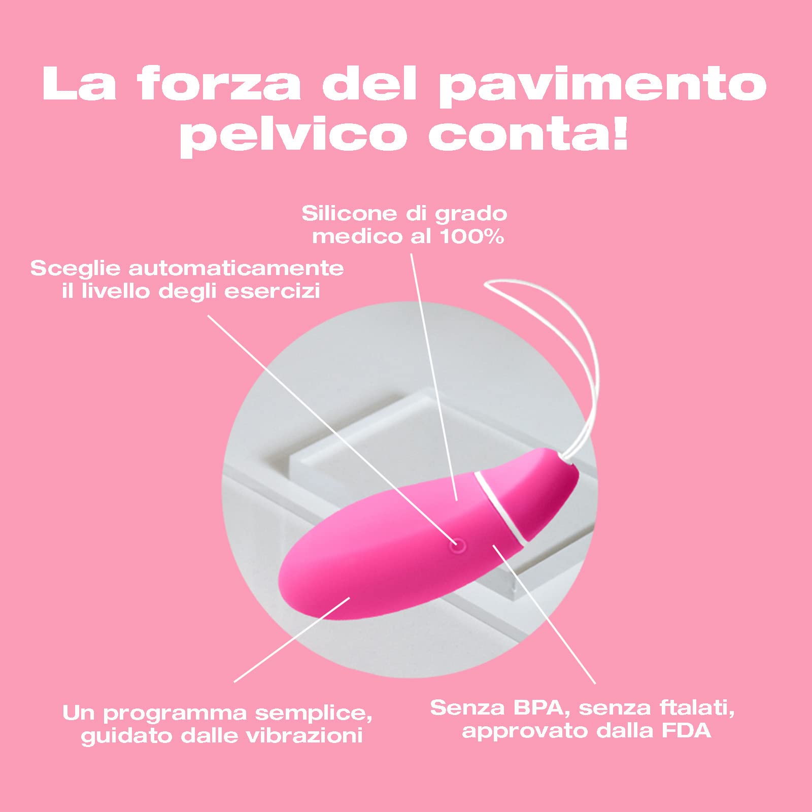 INTIMINA KegelSmart - Kegel Exerciser, Ovetto Vibrante Wirless, Palline Vaginali per il Rafforzamento del Pavimento Pelvico per le Donne, Palline di Kegel per Donne