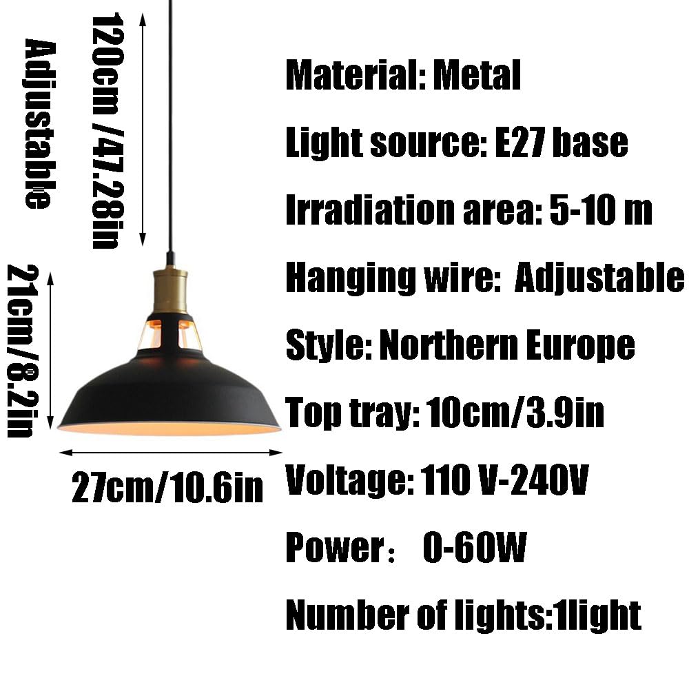 Nordic Industrial Style Chandelier, Personalized Metal Pendant Lamp Shade, Base Single Head Hanging Light, Bedroom Restaurant Bar Decoration Lighting Fixtures(White)