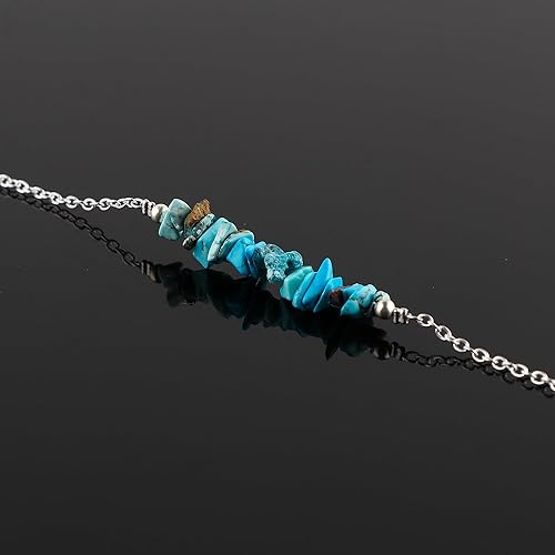 Miniatura 12 de TGH Pulsera de barra de chips naturales, cristal curativo, pulsera de cuentas crudas chapada en plata, cadena ajustable de 7 + 1 pulgada, regalo