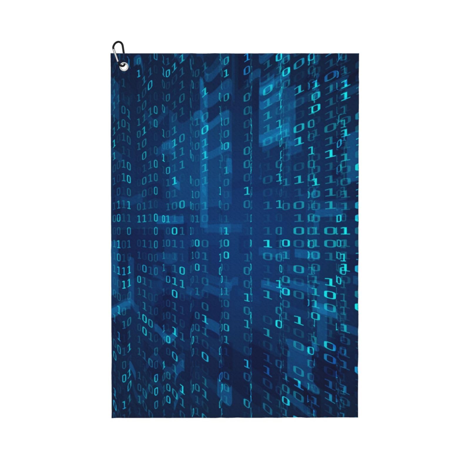 Hnnkloy Programmer Blue Binary Code, 16x24 in Portable Waffle Golf Towels with Carabiner Clip for Golf Bag