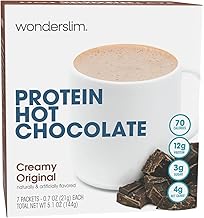Wonderslim Protein Hot Chocolate, Hot Cocoa, Low Sugar, Low Carb, Keto Friendly & Gluten Free (7ct)