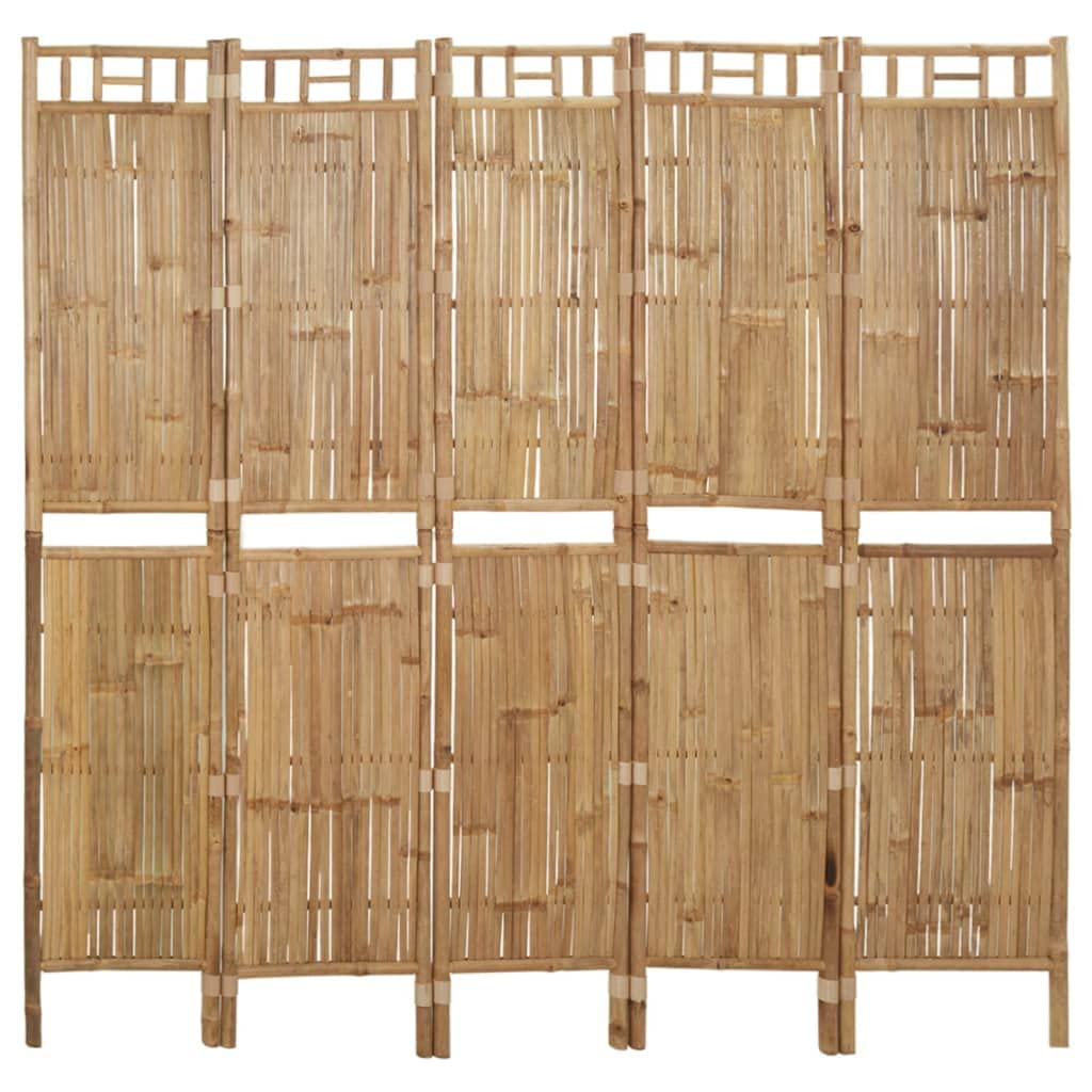 vidaXL 5-Panel Room Divider Decorative Foldable Privacy Protection Screen Room Separator Paravent Wall Partition Panel Screen Bamboo