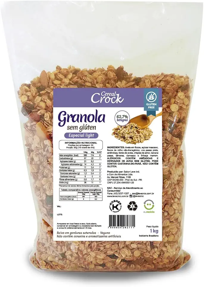 Granola Especial Light (com aveia sem glúten) Cereal Crock 1kg