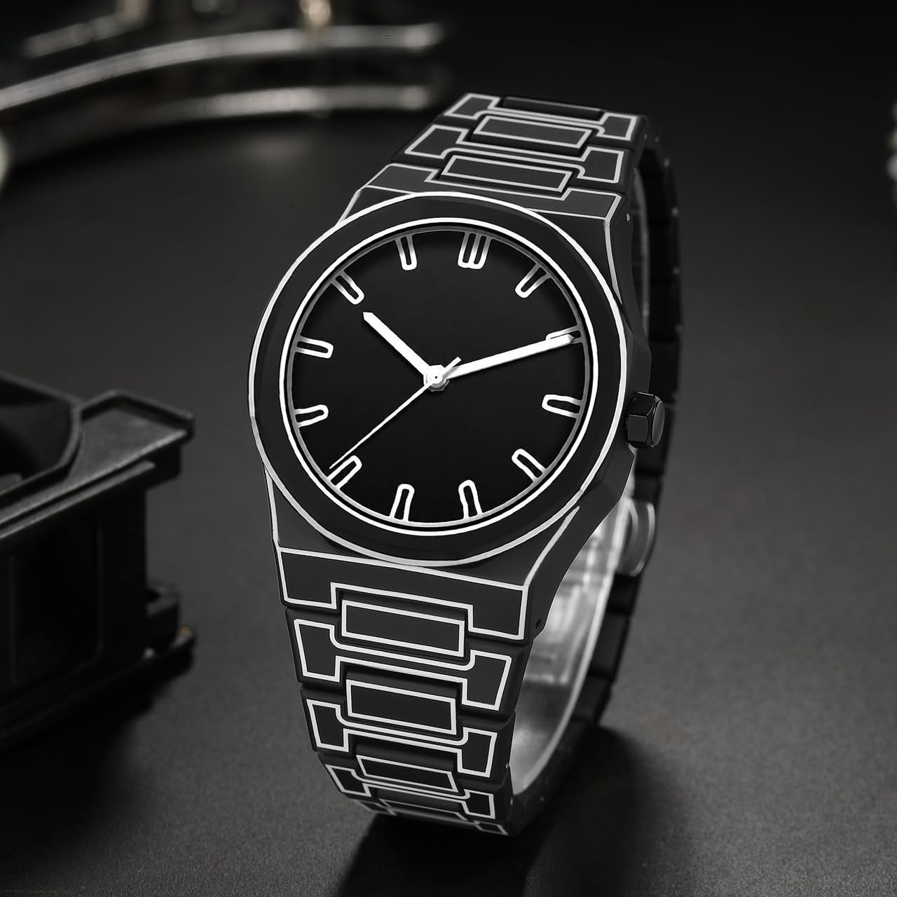 Gosasa Montre à quartz unisexe pour homme et femme - Style dessin animé - Étanche - Minimaliste - Noir et blanc