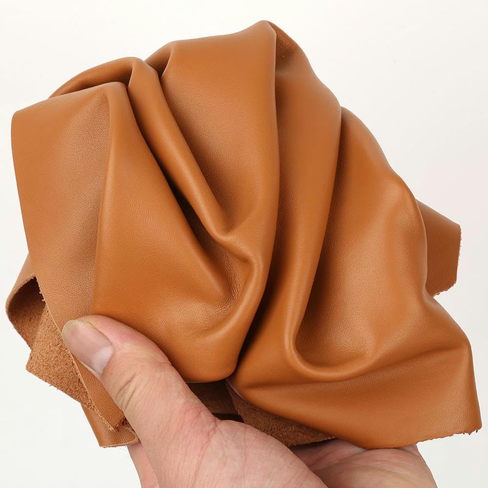 Skóra licowa do rzeźbienia, Prawdziwy materiał rzemieślniczy ze skóry bydlęcej 1 mm khaki, wiele rozmiarów(50x100cm)