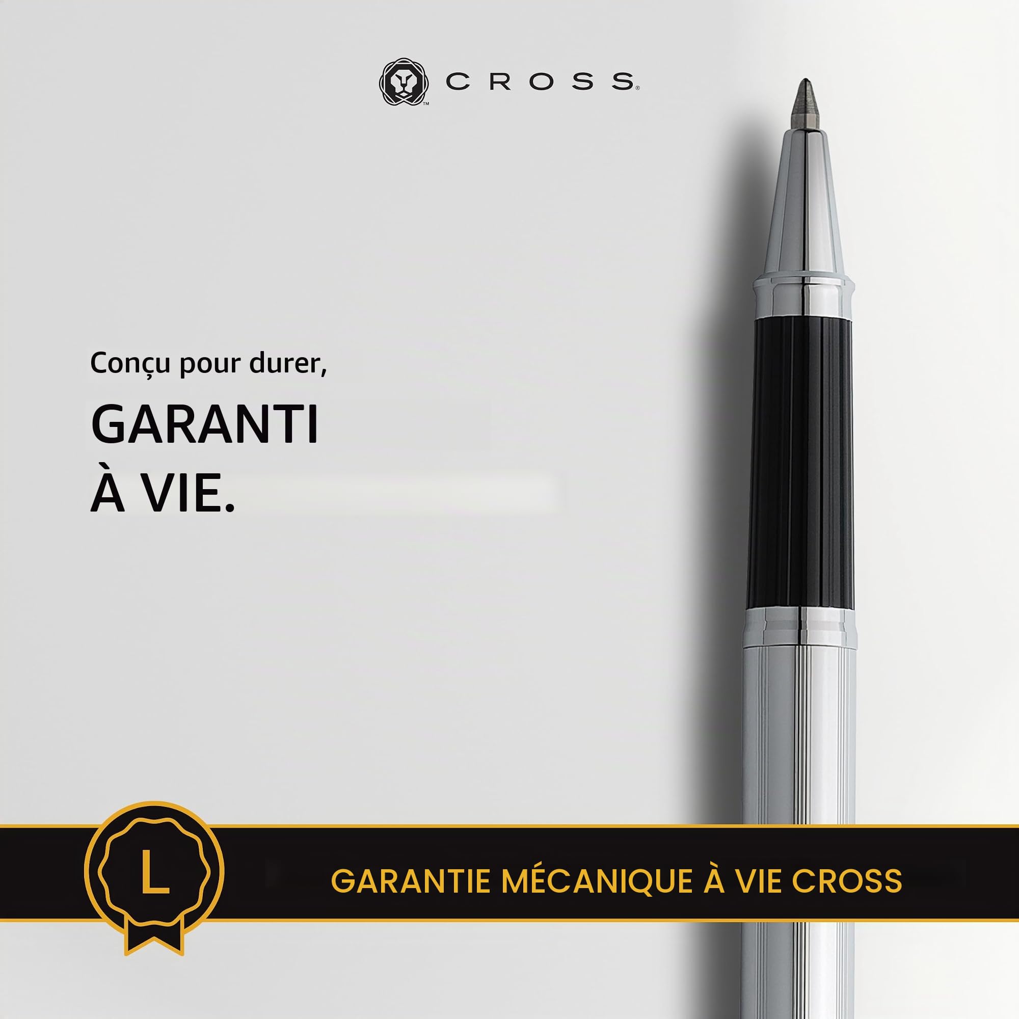 CROSS Century II - Stylo bille roller convertible rechargeable - Pointe medium - Chrome poli - Écrin classique et recharge incluse