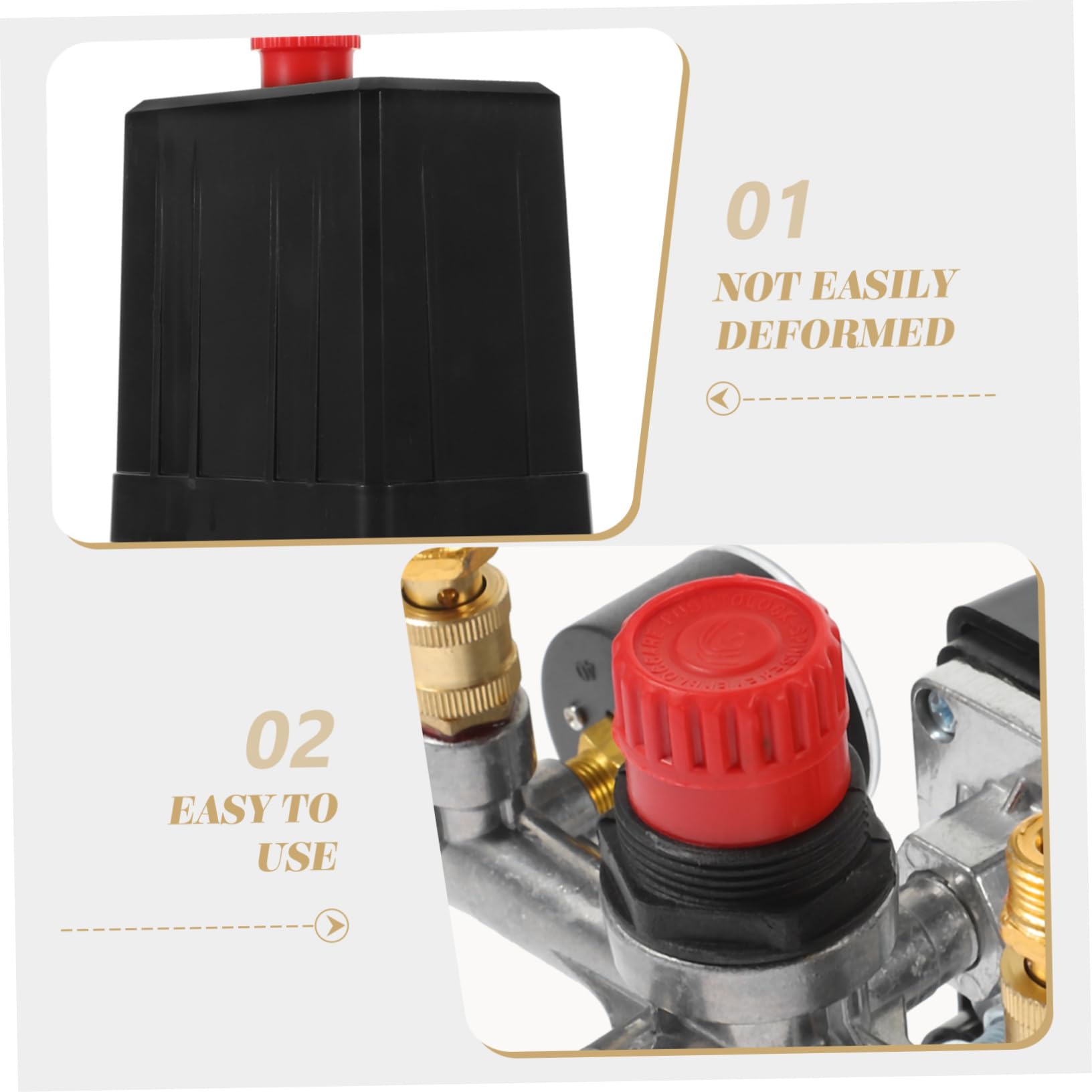 Staffa Interruttore di Pressione a 1 Foro con Manometri, Valvola di Sicurezza, Controllo della Pressione, Acciaio Inox e Plastica per Compressore Aria