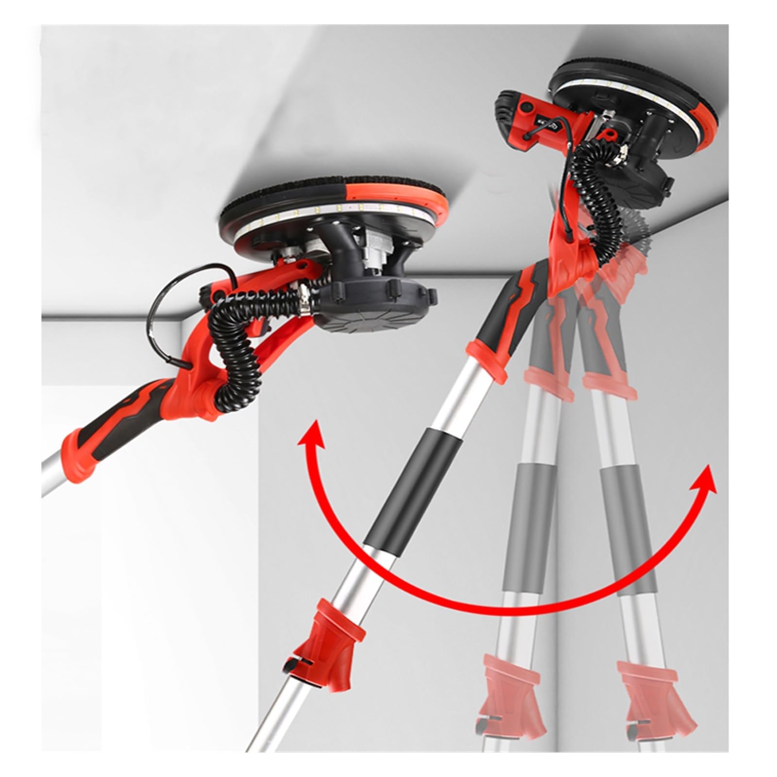 Rozadora de Pared, Lijadora de paneles yeso velocidad ajuste plegable, pulidora pared 750W, máquina masilla con luz Led doble