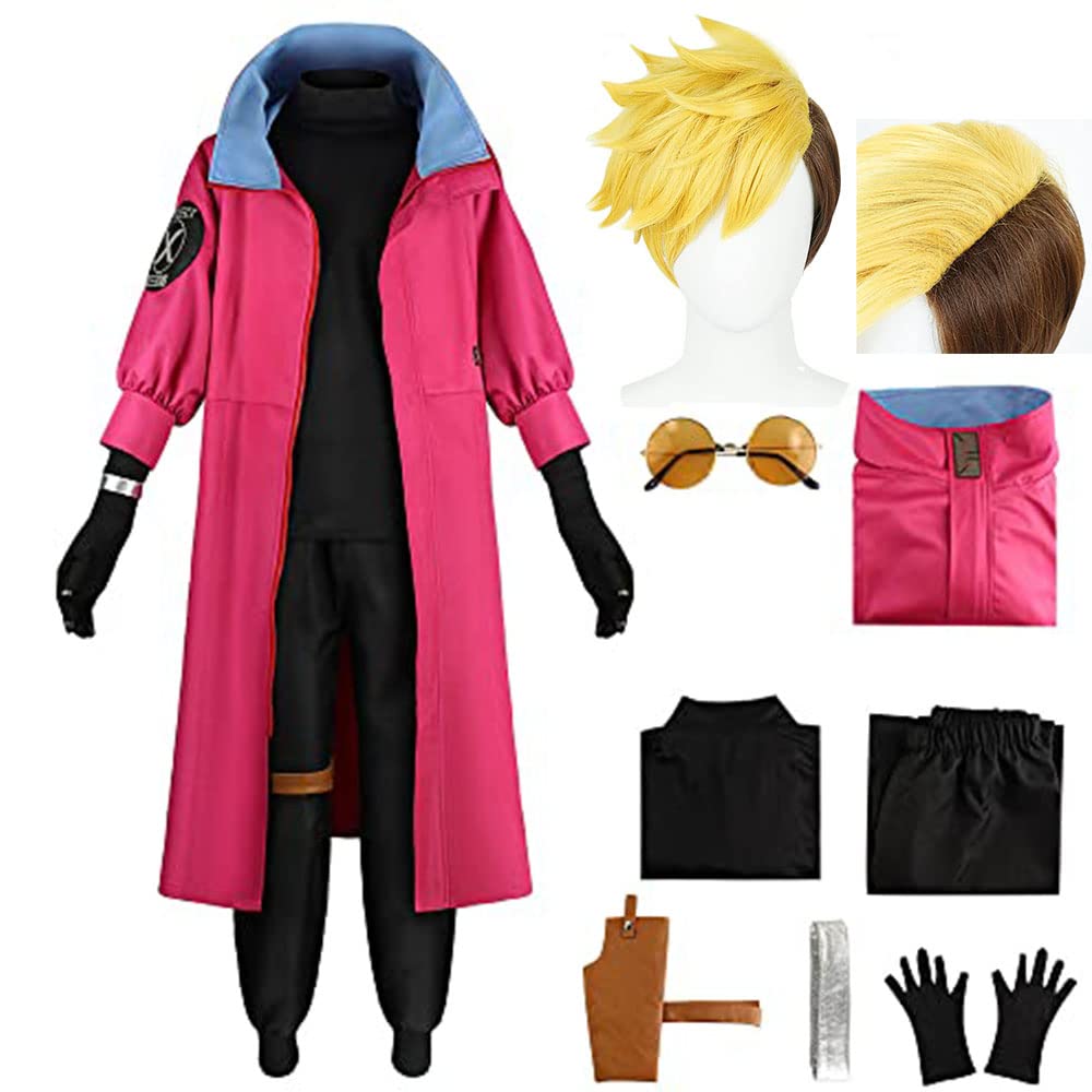 AIUKAKP Vash the Stampede Costume Cloak Trench Trigun Vash Cosplay Outfit Uniform Halloween Men