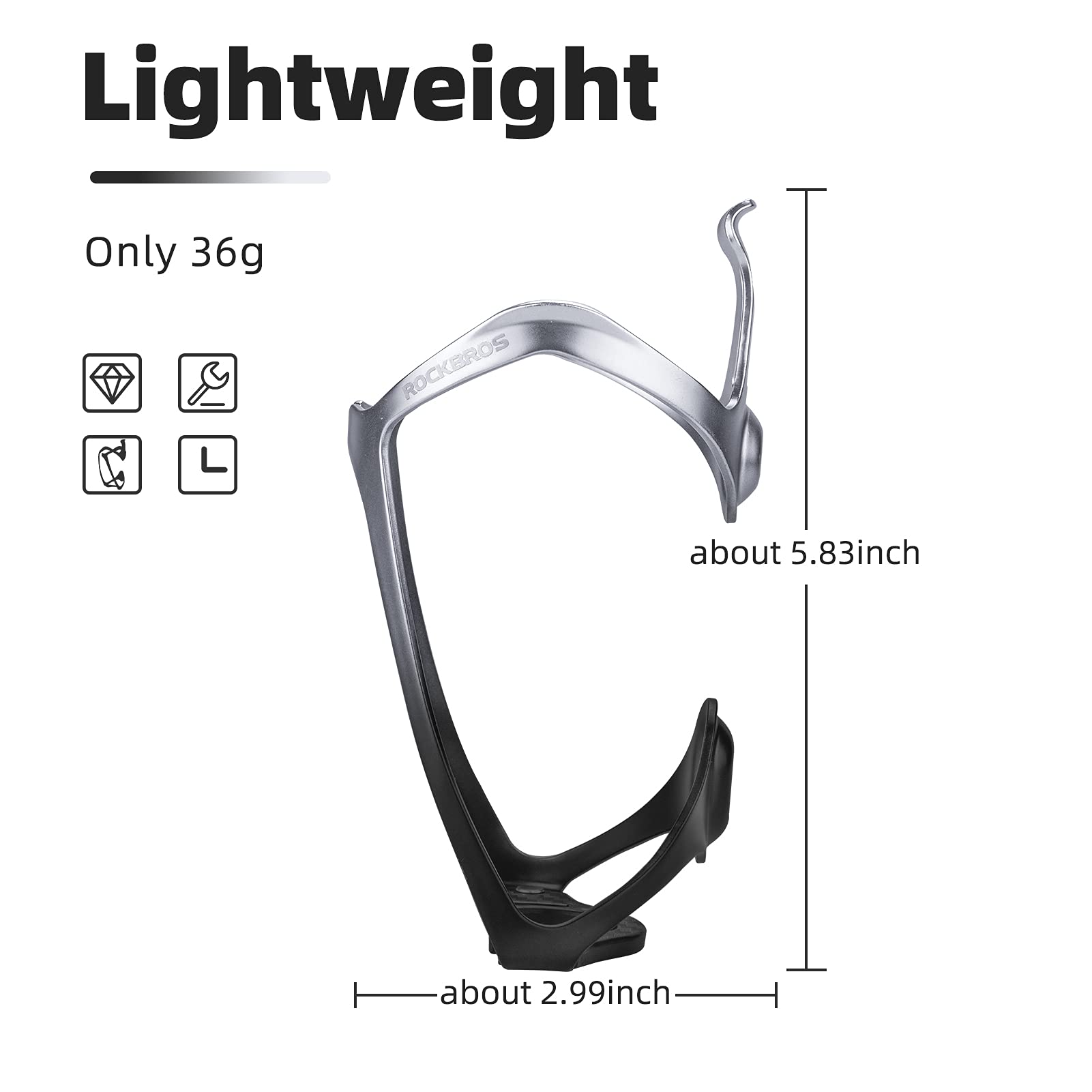 ROCKBROS Portaborraccia Bici in Alluminio, Porta Borracce Leggero Robusto per E-bike, MTB, Bicicletta da Corsa, Accessori Bici