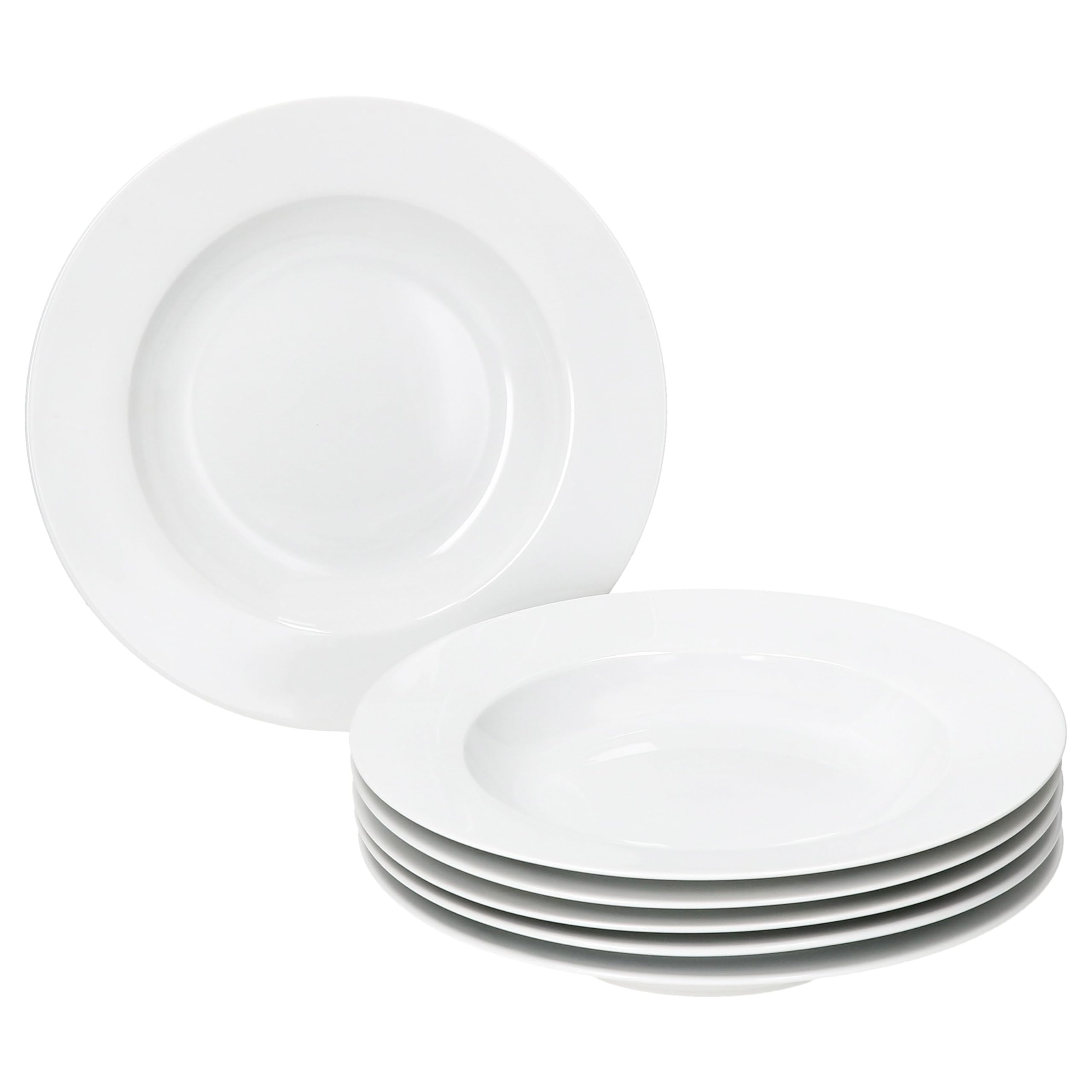 MamboCat Tommy - Set di 6 piatti fondi da 200 ml, in porcellana bianca profonda per 6 persone, piatti per insalata, zuppa, cereali, pasta & Co. I piatti eleganti per colazione, pranzo e pane da sera