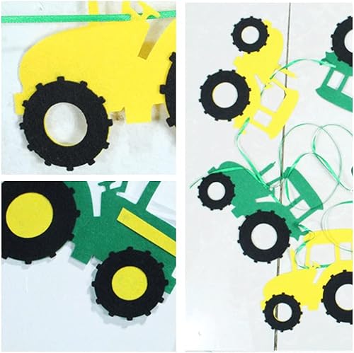 Miniatura 6 de Cartel de fieltro para tractor, banderines de tractor, decoración de fiesta para decoración de cumpleaños, suministros de fiesta de tractor, 3