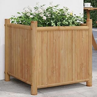 Owoxanthellate Large Bamboo Planter Box 19.7 inch Square, Natural Brown ...