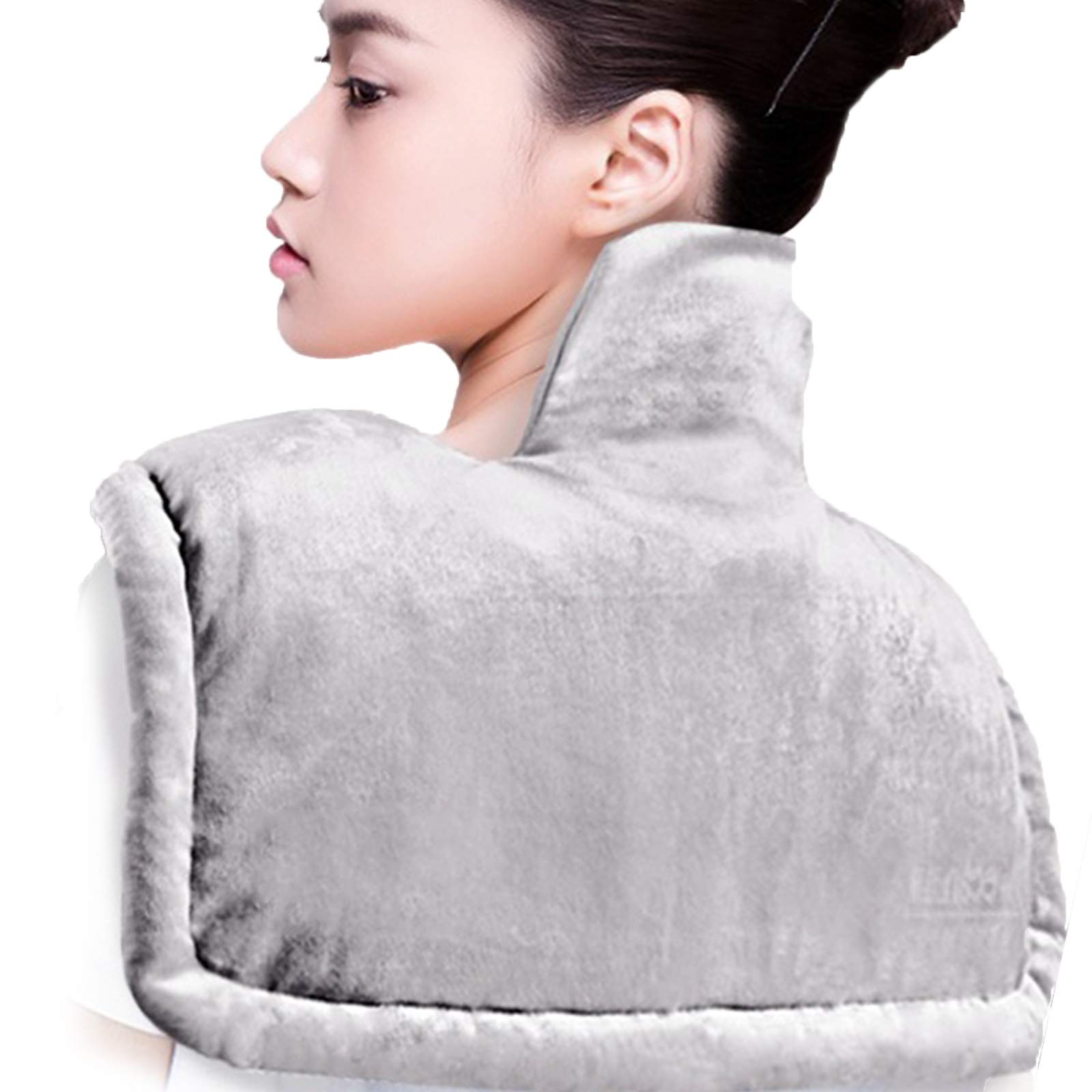 Almohadilla Térmica para Cuello y Los Hombros Envoltura Térmica Eléctrica para el Cuello y Hombro Temperatura Controlada 10-95 ℃ para La Rigidez del Alivio Dolor Cuello y Espalda,Gris