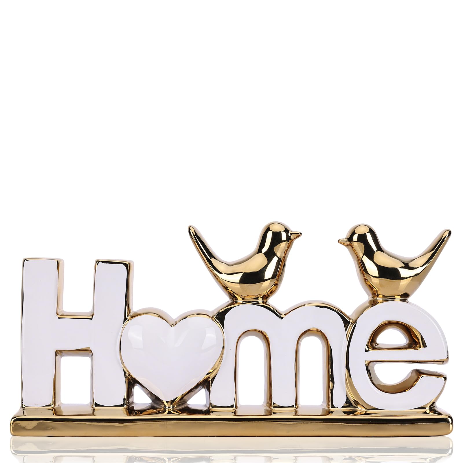 DOVDOV White and Gold Ceramic Home Sign, White and Gold Bird Sculpture, Modern Creative Decorative Sculpture, Suitable for Living Room Coffee Tables, TV cabinets, entryways, and Display Shelves. — image 1