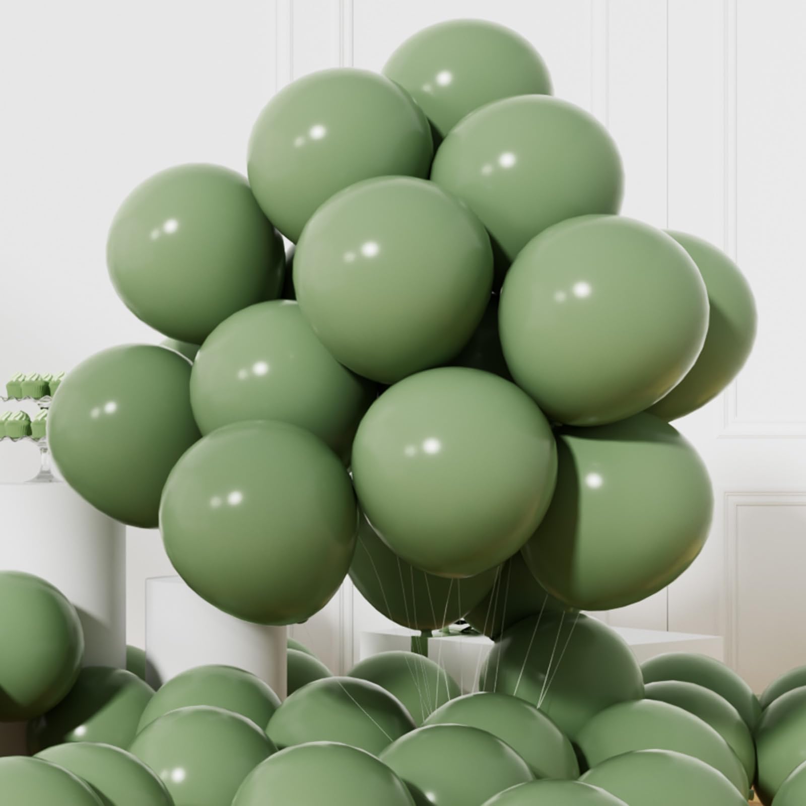 AULE Sage Green Balloons: 12 inch 50 Pcs Salvia Green Latex Balloons Helium Thicken Balloon for Party Decoration Birthday Wedding