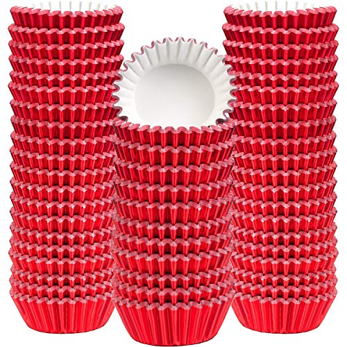 Image of Sumind 400 Pcs Mini Foil Cupcake Liners Holiday Baking Cups,Red