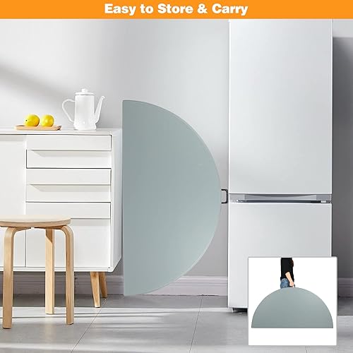 Miniatura 6 de REDCAMP Mesa plegable redonda, mesa de plástico biplegable de 5 pies con asa para fiestas de eventos en interiores y exteriores, color gris