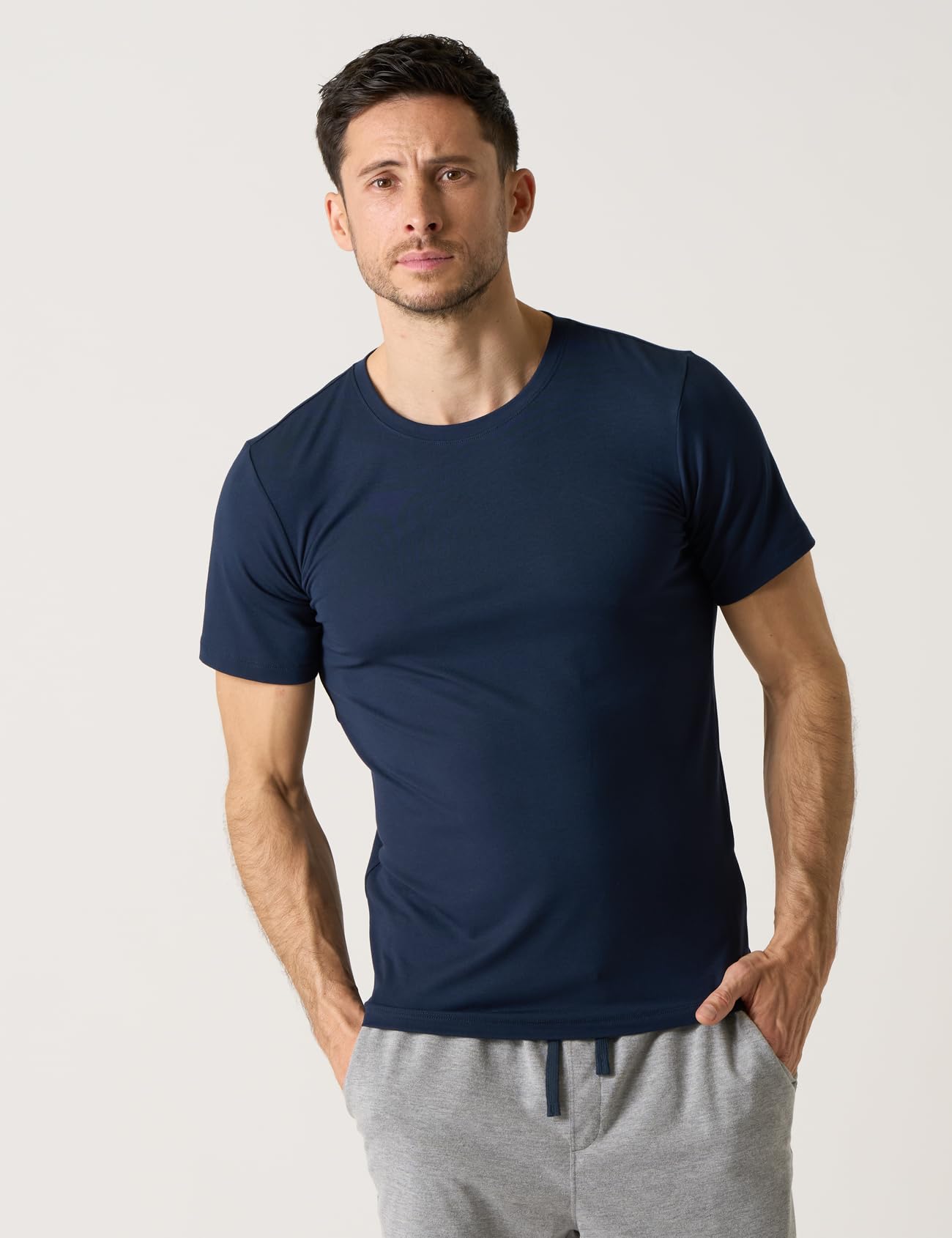 LAPASA Pacco da 2 T-Shirt Uomo Pacco da 2 Micromodal Maglietta Intima Girocollo Canottiera a Maniche Corte Regular Fit M07 M08