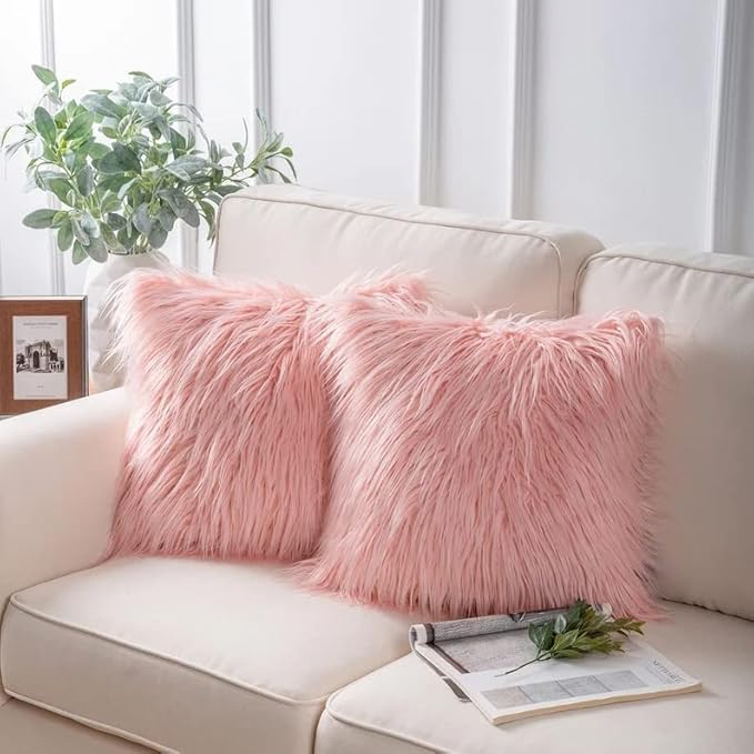natural faux fur cushion
