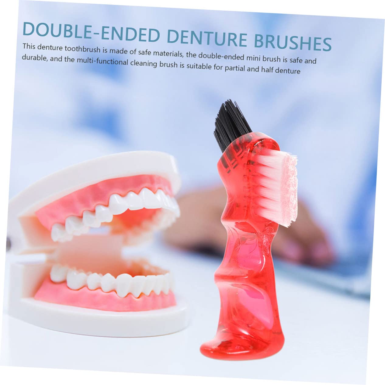 FOMIYES Spazzolino per Dentiera 3 Pezzi Mini Multifunzionale a Doppia Testa, Set Pulizia Protesi Dentarie Personali per Adulti Uso Casa e Igiene Orale Quotidiana