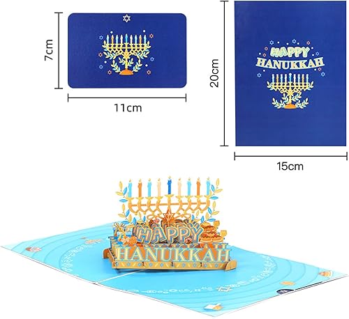Miniatura 2 de QUETHEDS Regalos de Hanukkah Tarjeta 3D de Janucá con sobre, decoraciones de fiesta de Hanukkah para niños, mamá, papá, esposa, tarjeta de