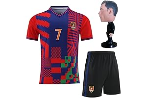 Kids Soccer Jersey for Boys, Youth Uniform with Doll Football Shirt, Birthday Gift Set
