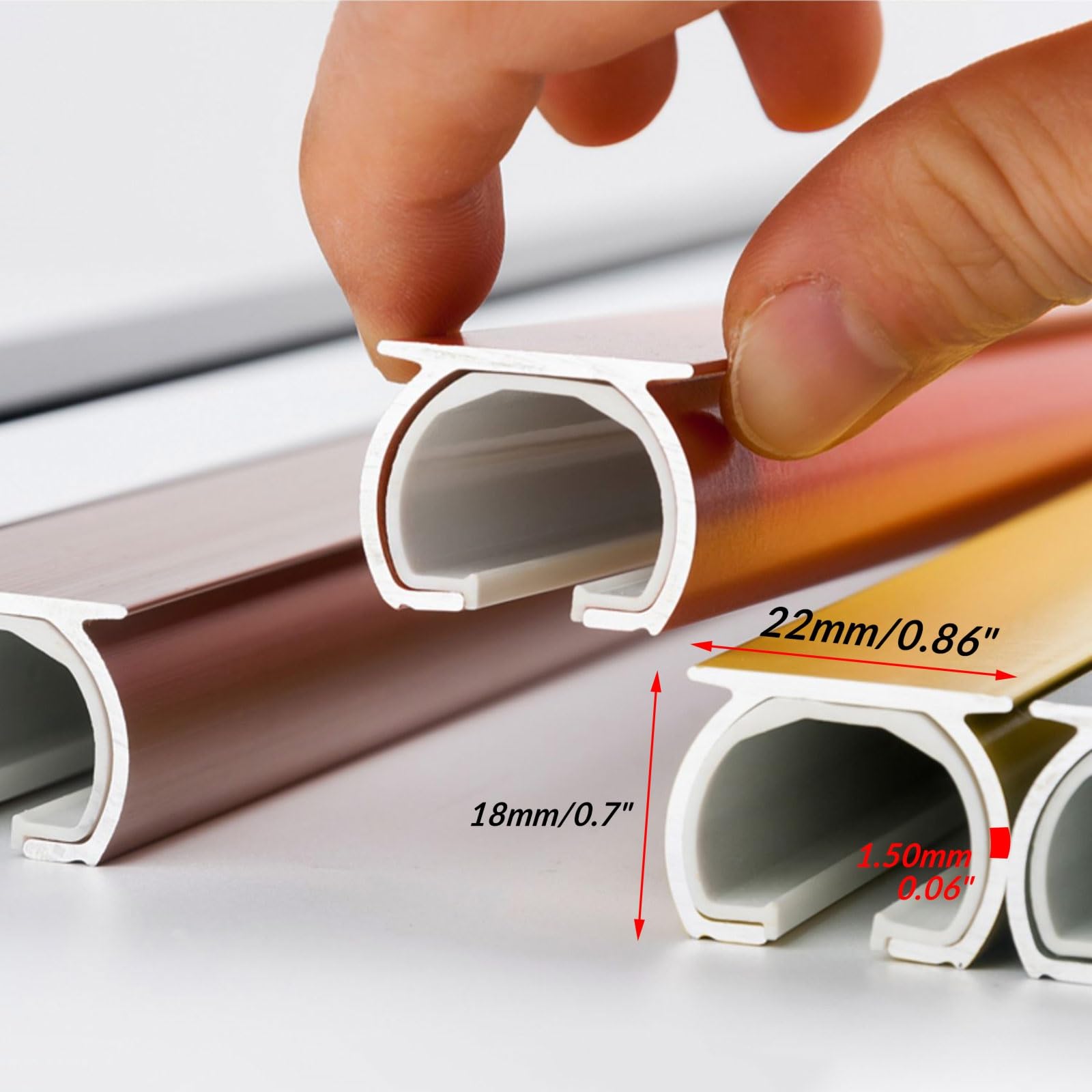Rieles de Cortina Doble de Aluminio 100 150 200 260 300 380cm Rieles para Cortinas para Montaje en Techo Riel Divisor de Ambientes para Ventana, Silencioso(Orange,190cm/6.2ft)