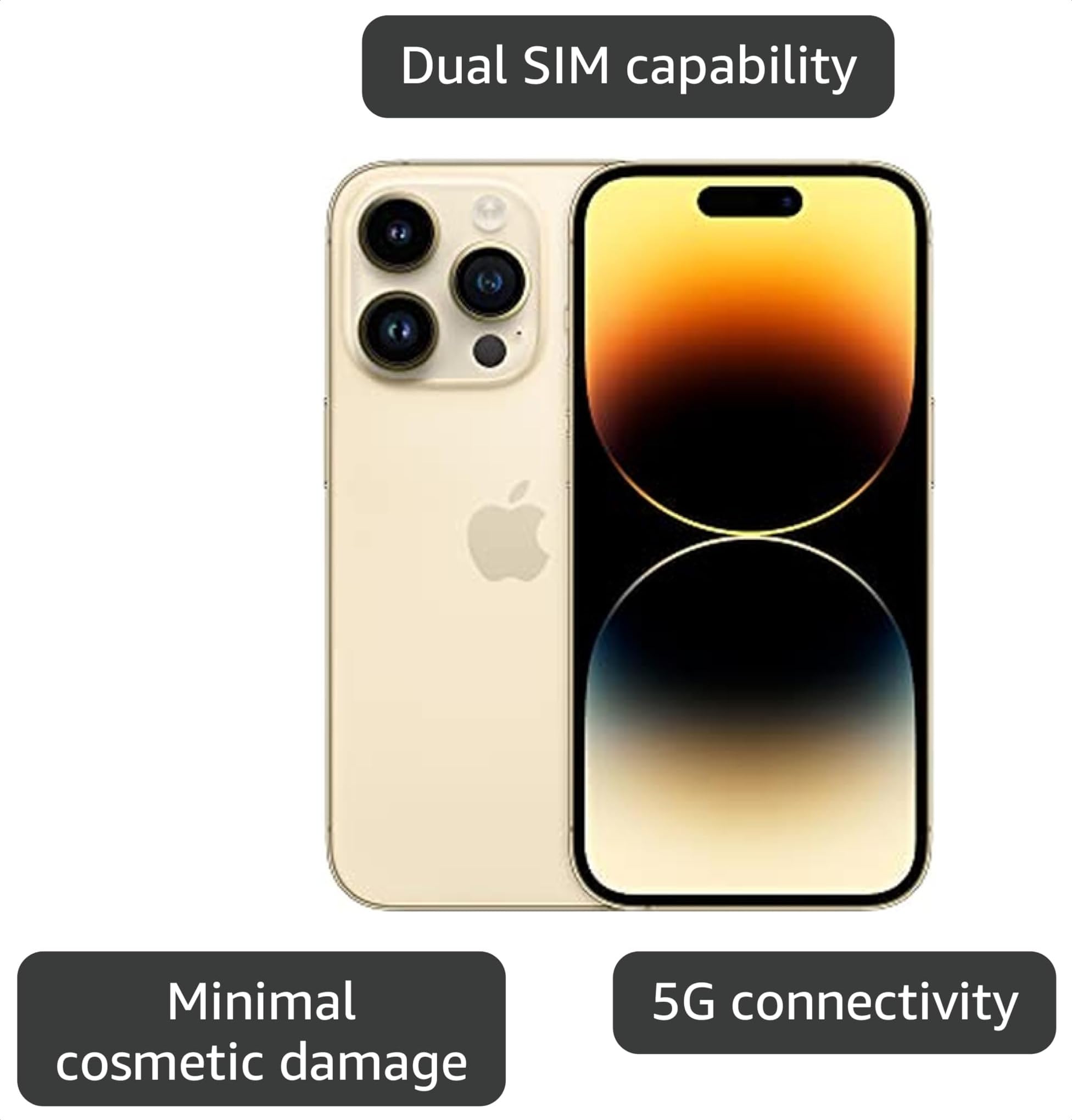 Amazon.com: Apple iPhone 14 Pro, 128GB, Gold - Unlocked (Renewed