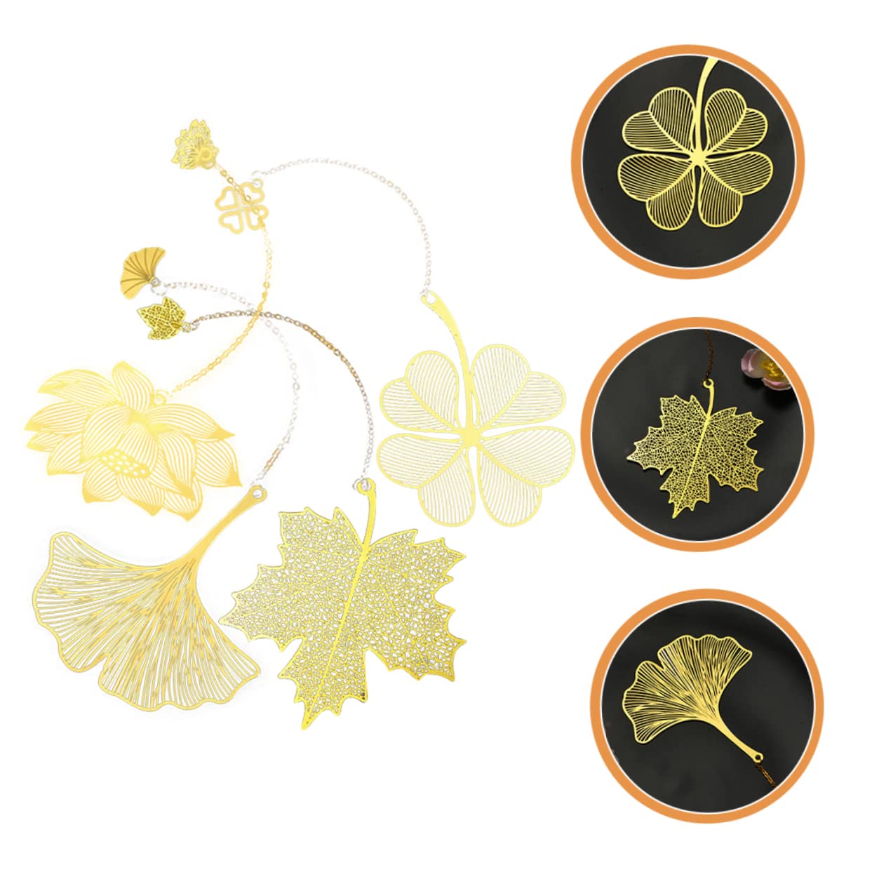 Lurrose 20 Pz Segnalibro Segnalibri a Foglia Vuota Arredamento Vegetale Regali Per i Lettori Arredamento Autunnale Adesivi Per Bambini Segnalibri in Stile Catena Golden Metallo