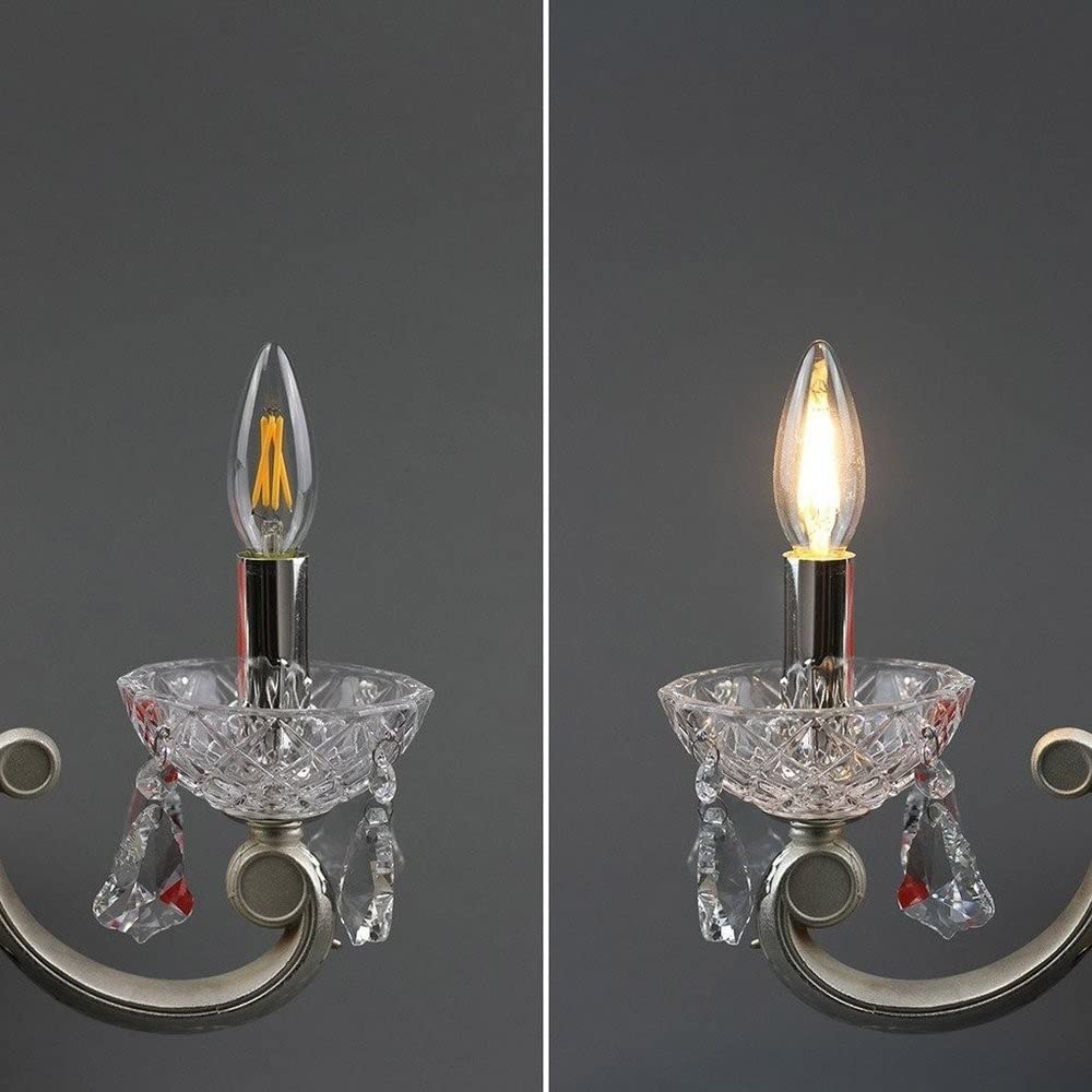1fortunate Paquete de 50, bombilla de filamento Led AC220V E14 2W/4W 6W luz Led tipo vela lámpara de cristal de vidrio Edison Retro(Cold White,E14 2W 220V)