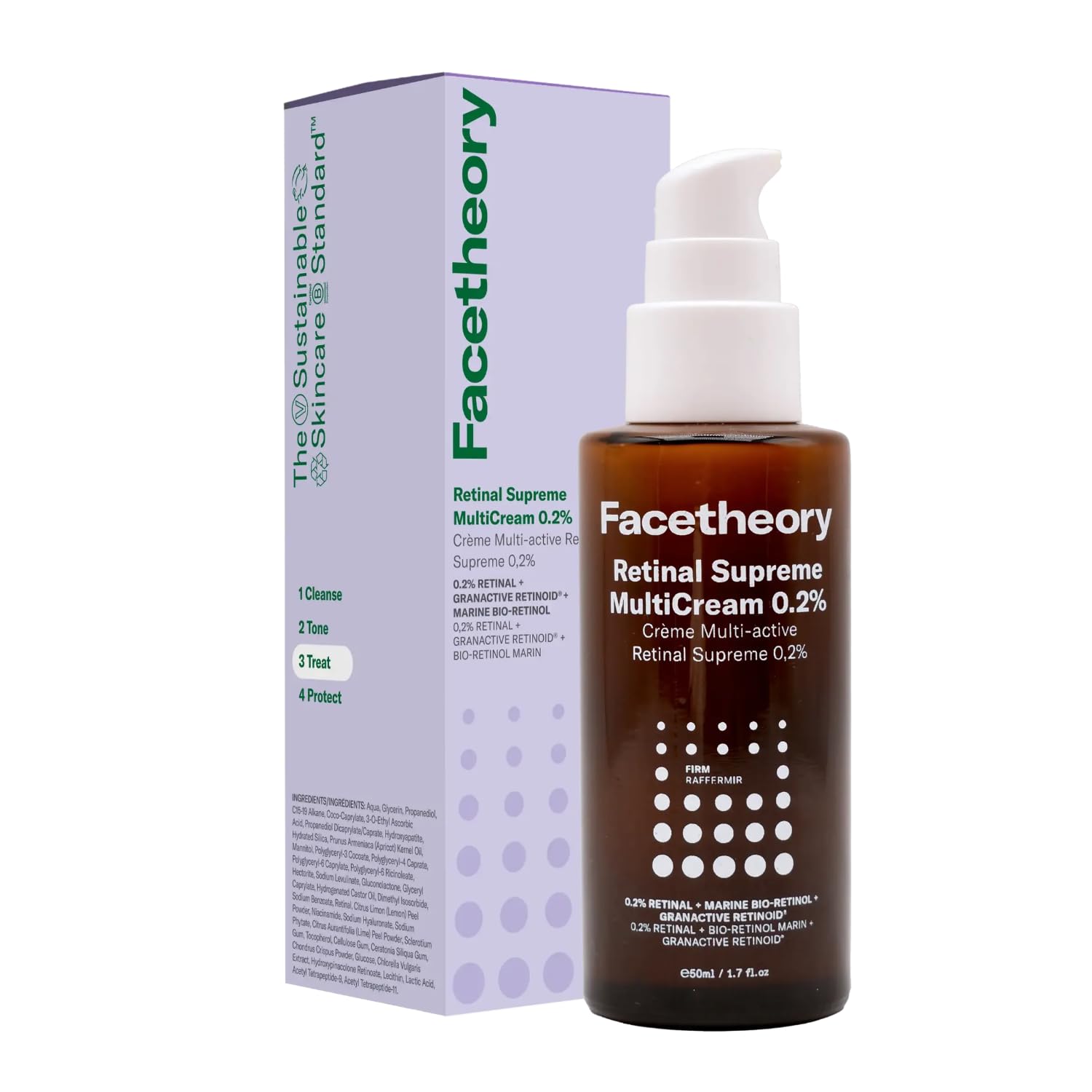 All-in-One Anti Aging Serum & Moisturizer, Facetheory Retinal Supreme MultiCream 0.2% (Unscented), Brightening