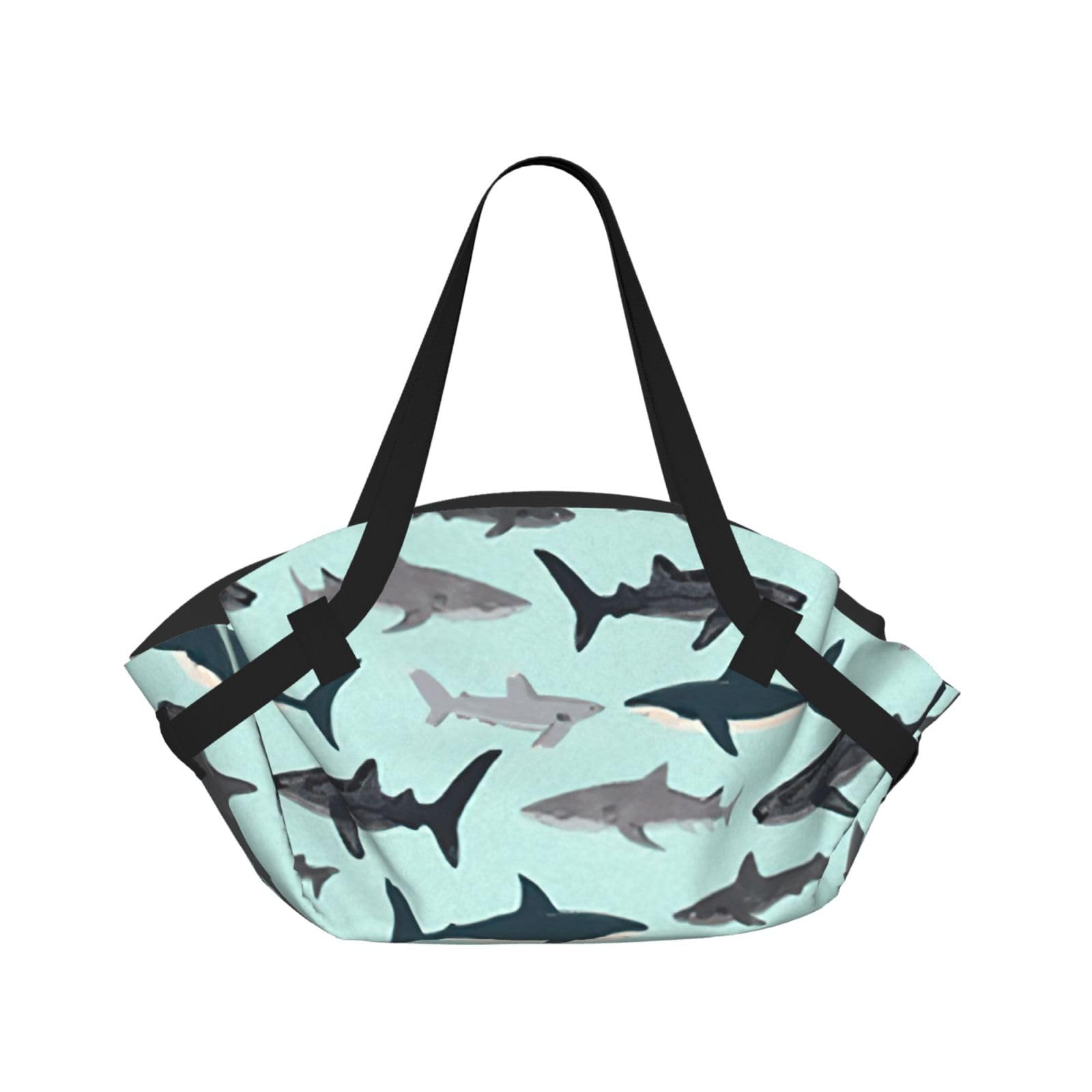 WYCZHY Shark Printed Foldable Round Picnic Blanket Converts to Carry Bag, 37in Mat for Camping Date Night