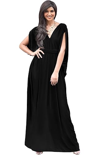 KOH KOH Womens Long V-Neck Summer Sexy Gown Grecian Flowy