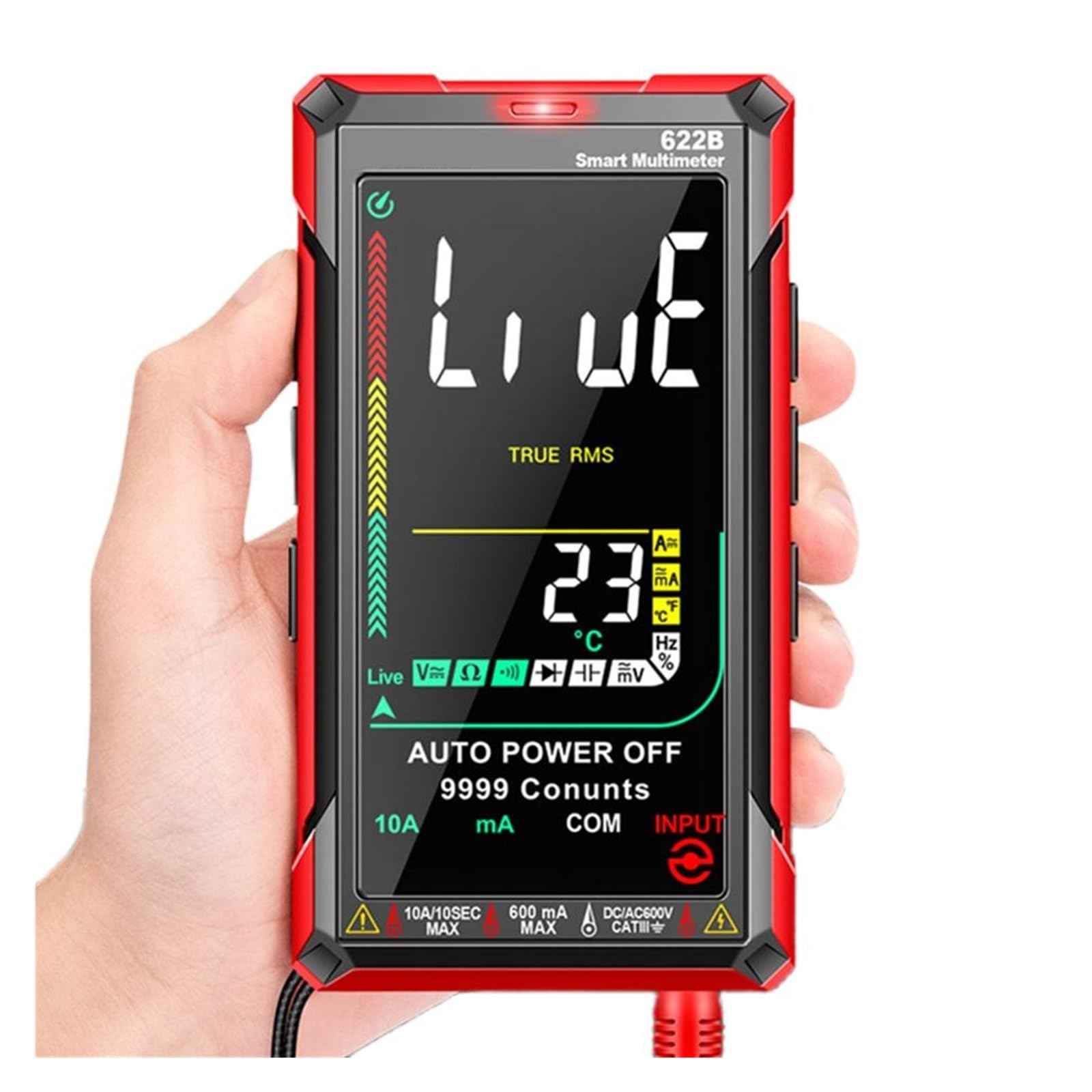 622B Inteligentny Multimetr True Auto Zakres 9999 Count Prąd DC/AC Multimetro Amperomierz Woltomierz Cyfrowe Narzędzie Do Testowania Napięcia Bezpieczny, Praktyczny, DokłAdny