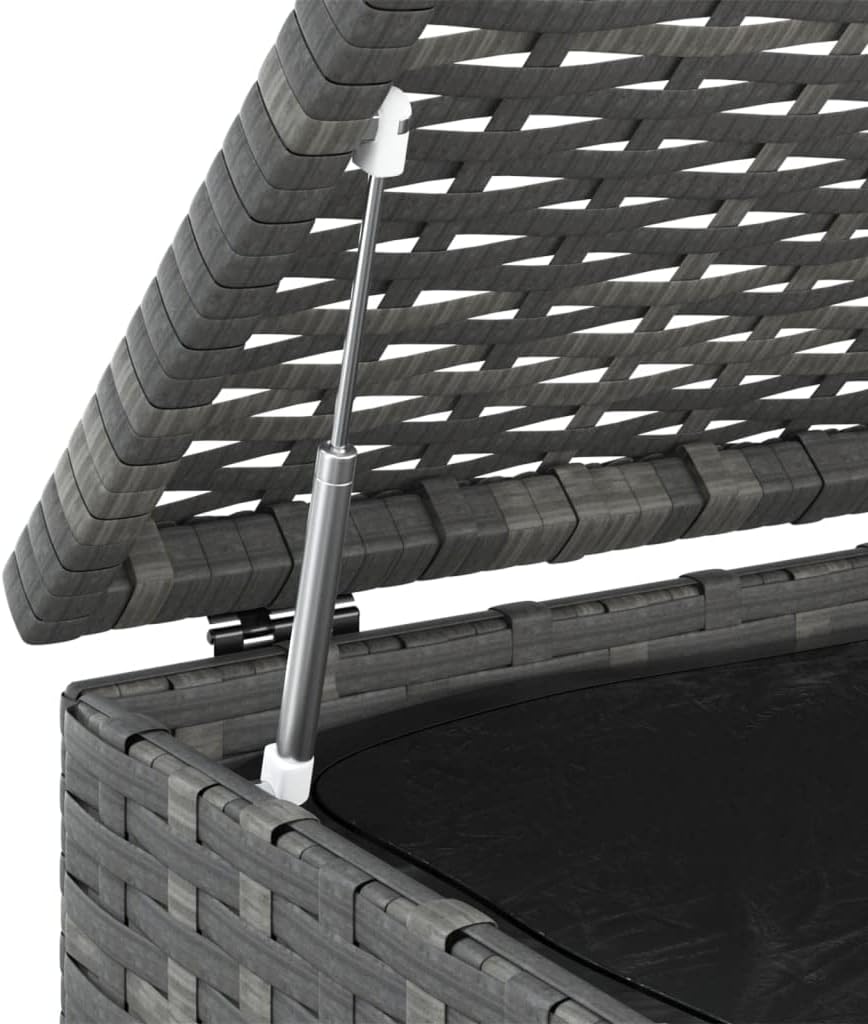 PE Rattan Patio Cushion Box, Wicker Patio Storage Container, Garden Storage Box, Patio Storage Chest, Gray,-255