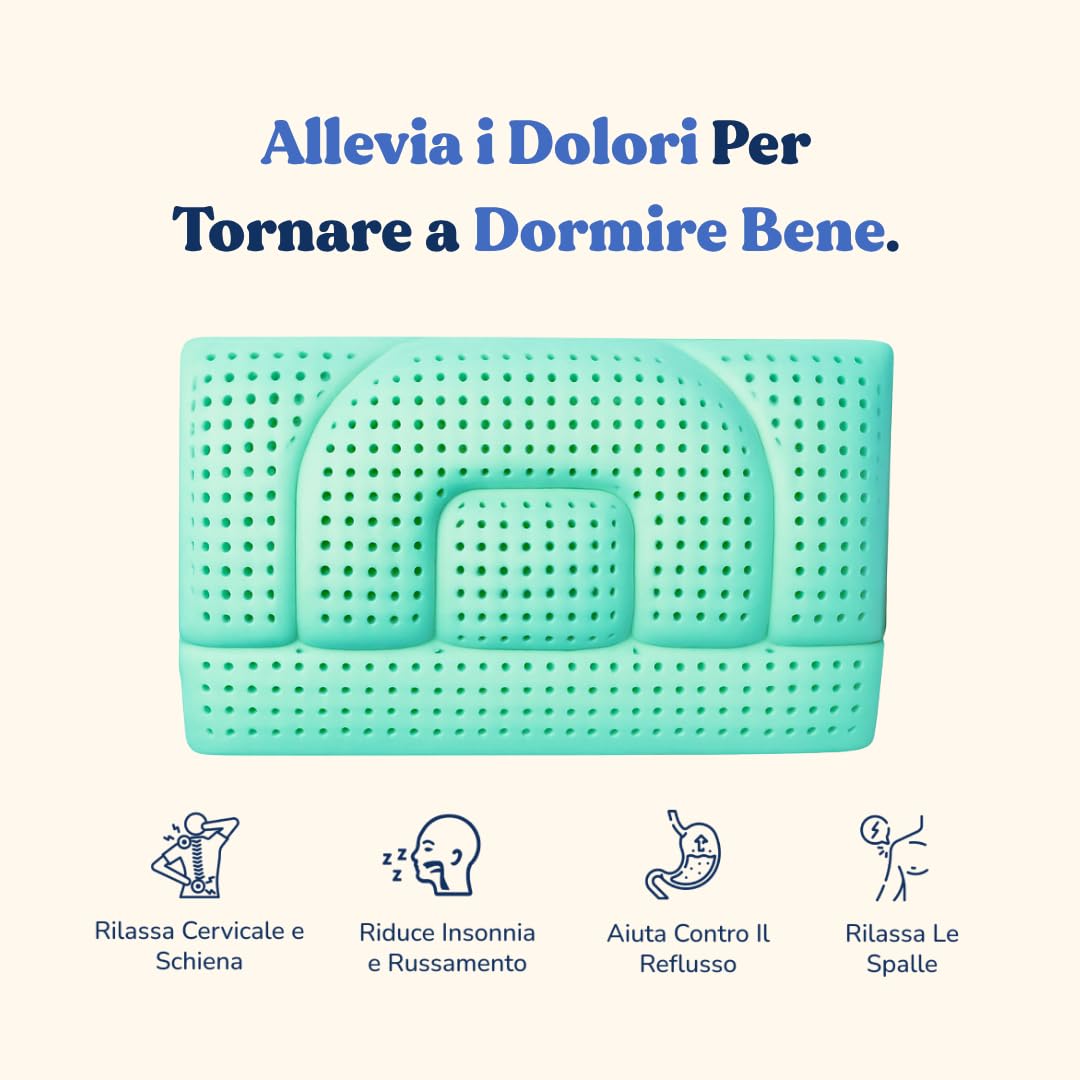 Cuscino Cervicale Ortopedico Regolabile in Aloe Vera (4 Altezze 6/8/12/14 cm) – Allevia Dolori, Traspirante, Antirussamento, Ipoallergenico, Fodera Lavabile e Rinfrescante