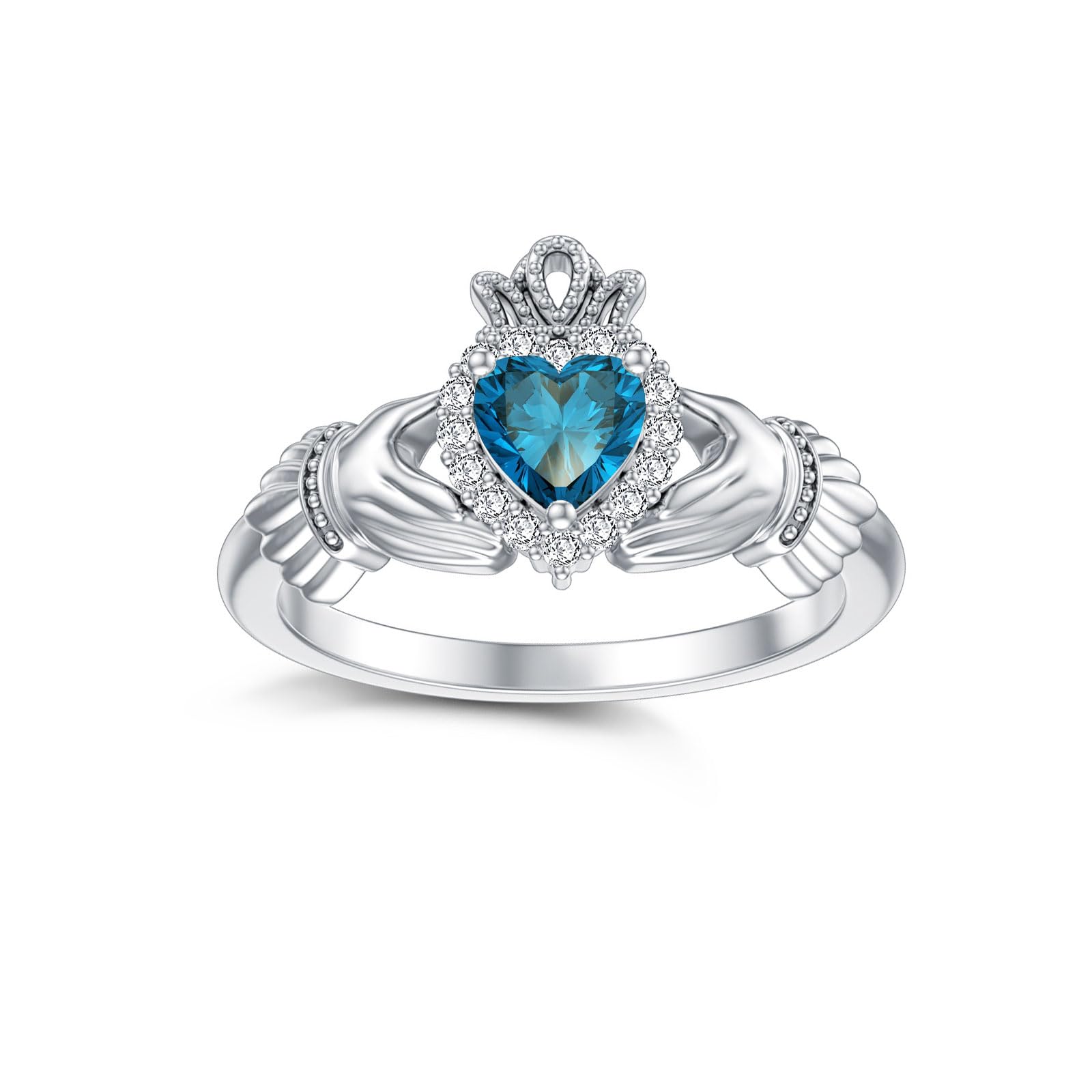 10K 14K 18K Gold 0.1 Cttw Natural Diamond Irish Claddagh Gemstone