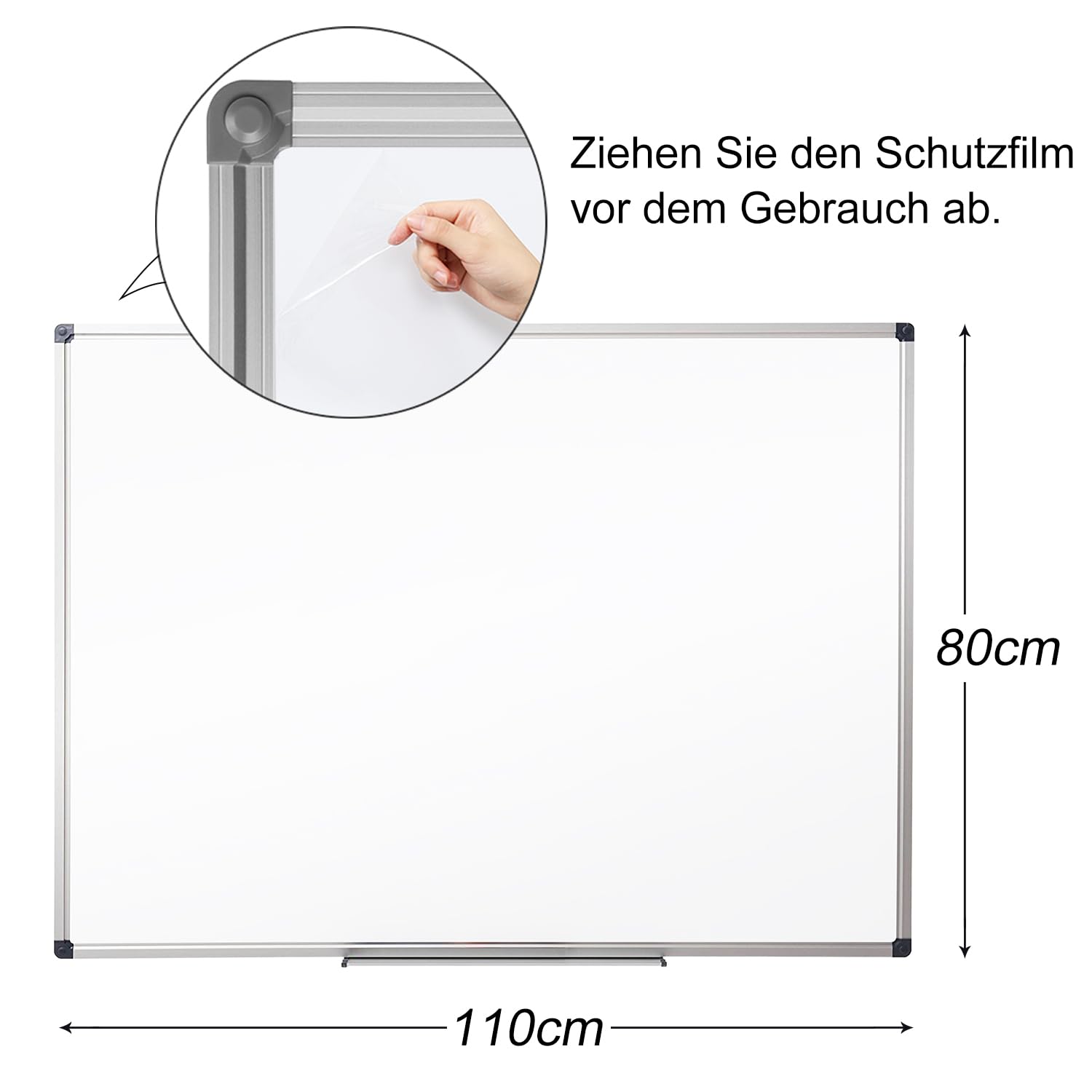 XIWODE Magnetisches Whiteboard 110x80 – Große Magnettafel zum Aufhängen 80 x 110 cm, Silberner Alurahmen, Abwischbare Magnetwand und Stiftablage, Magnetic Tafel für Schule, Haus & Büro