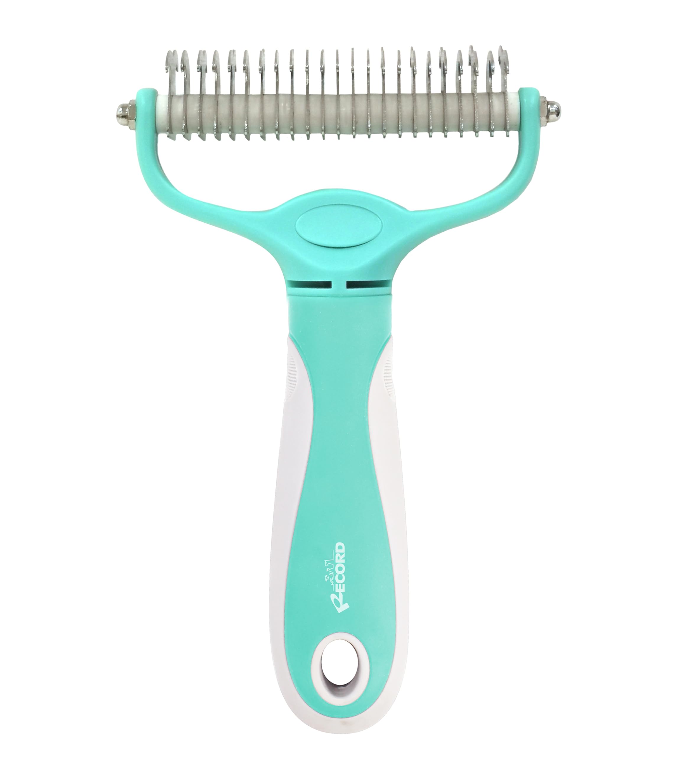 Record - Dog Brush. Dog Rake Comb for Grooming. Node Cutter Brush for Thinning Excess Hair with 23 Stainless Steel Blades