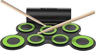 Electronic Drum Set Electronic Roll Up Drum Portable Folding Music Instrument Drum Gift for Kids Adults Green