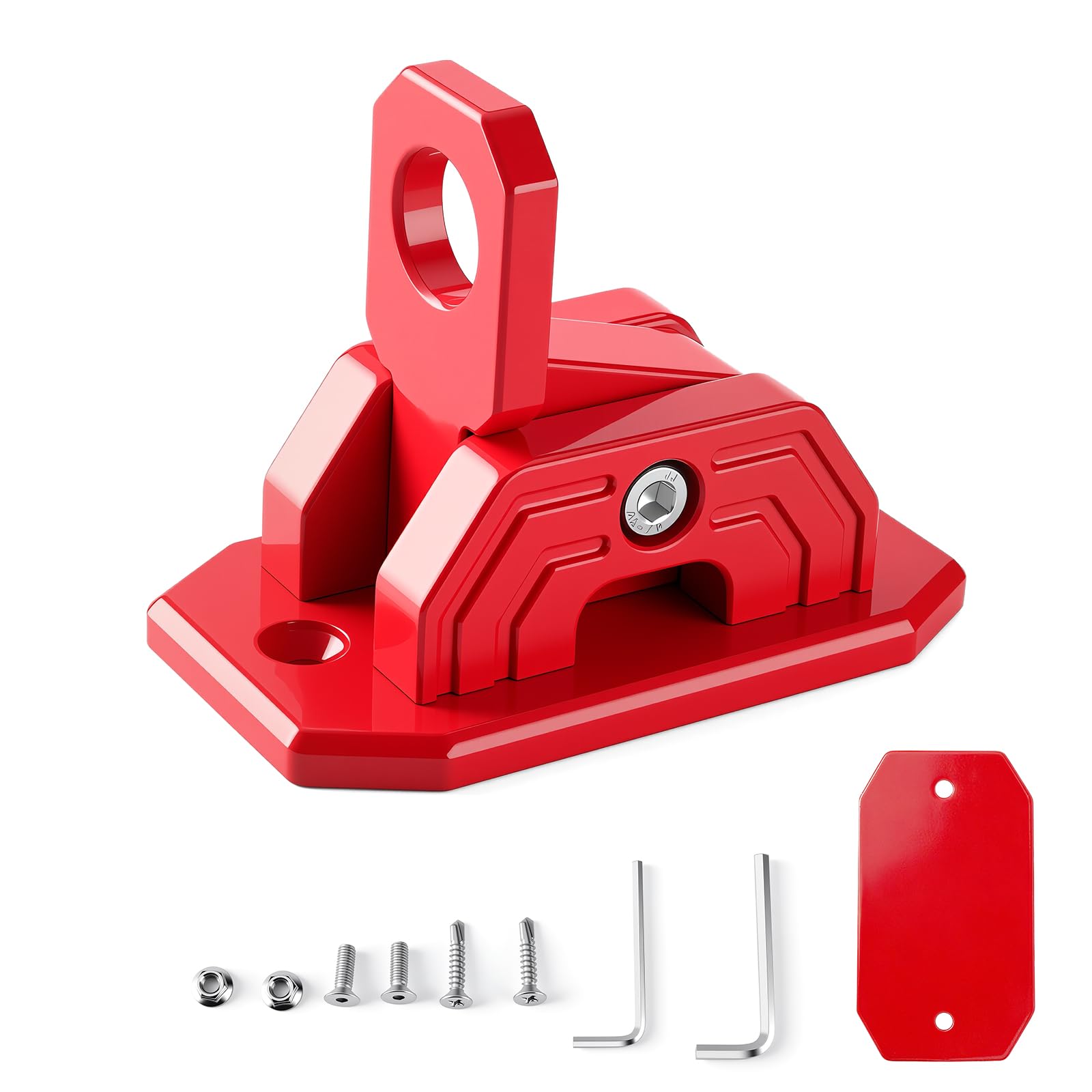 CB Antenna Mount, 2-Way Installation Universal Heavy Duty No-Drill CB Antenna &amp; Flag Whip Mount Bracket Kit, Adhesive Tape &amp; Screw Mount for Trucks, RV, Off-Road Vehicles, Boat, Motorcycle (Red)