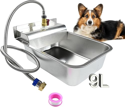 Dispensador automático de agua pequeño para perros, cuenco de agua para perros de acero inoxidable de 9 litros para exteriores, para cachorros,