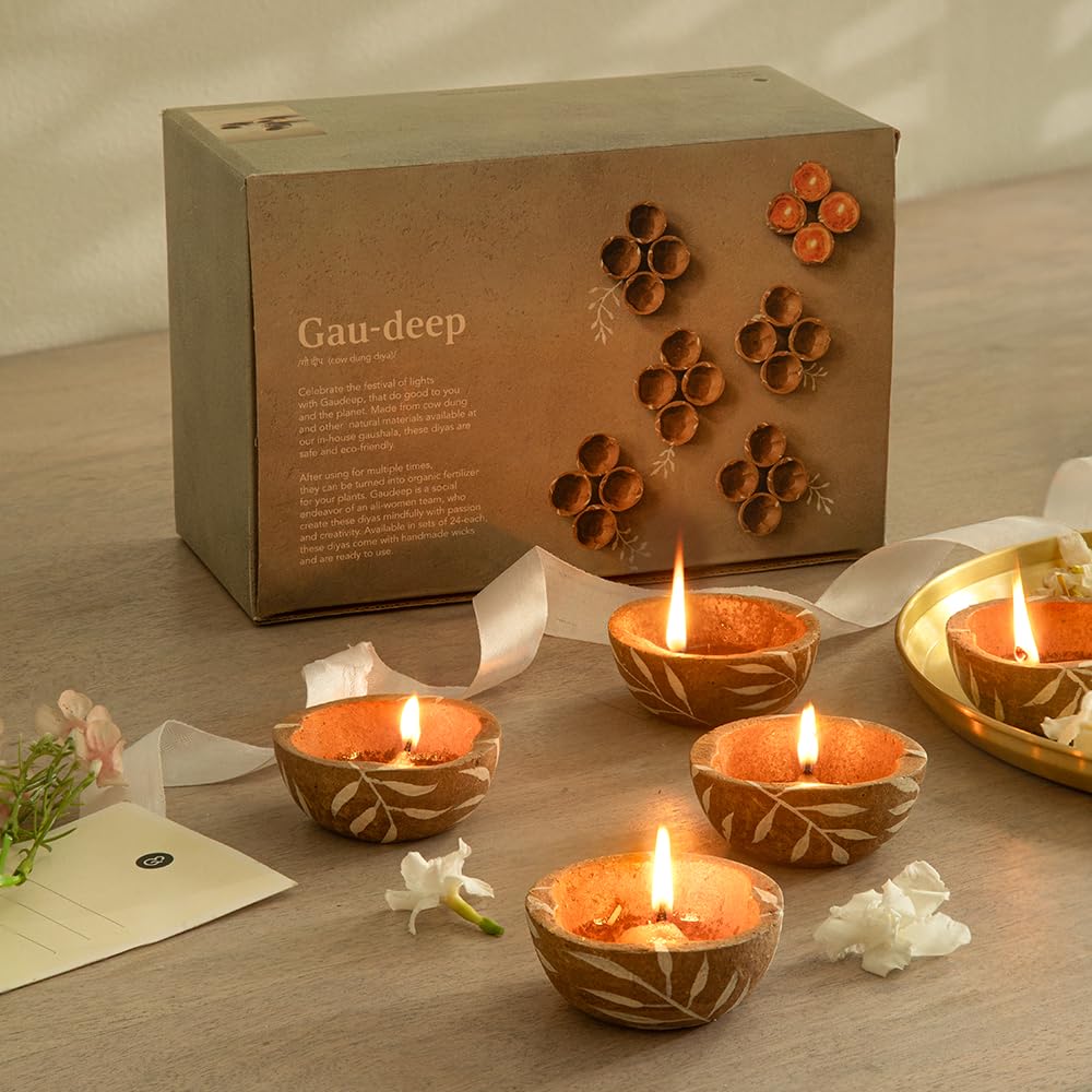 Ellementry Gaudeep Cow Dung Diya Set of 24 | Decorative Oil Lamp Diyas/Deepak for Mandir/Puja Thali | Any Occasion Decoration Items for Home and Office Decor | Gifts for Family, Friends and Employees (B0CHJNPZPM) Amazon Price History, Amazon Price Tracker