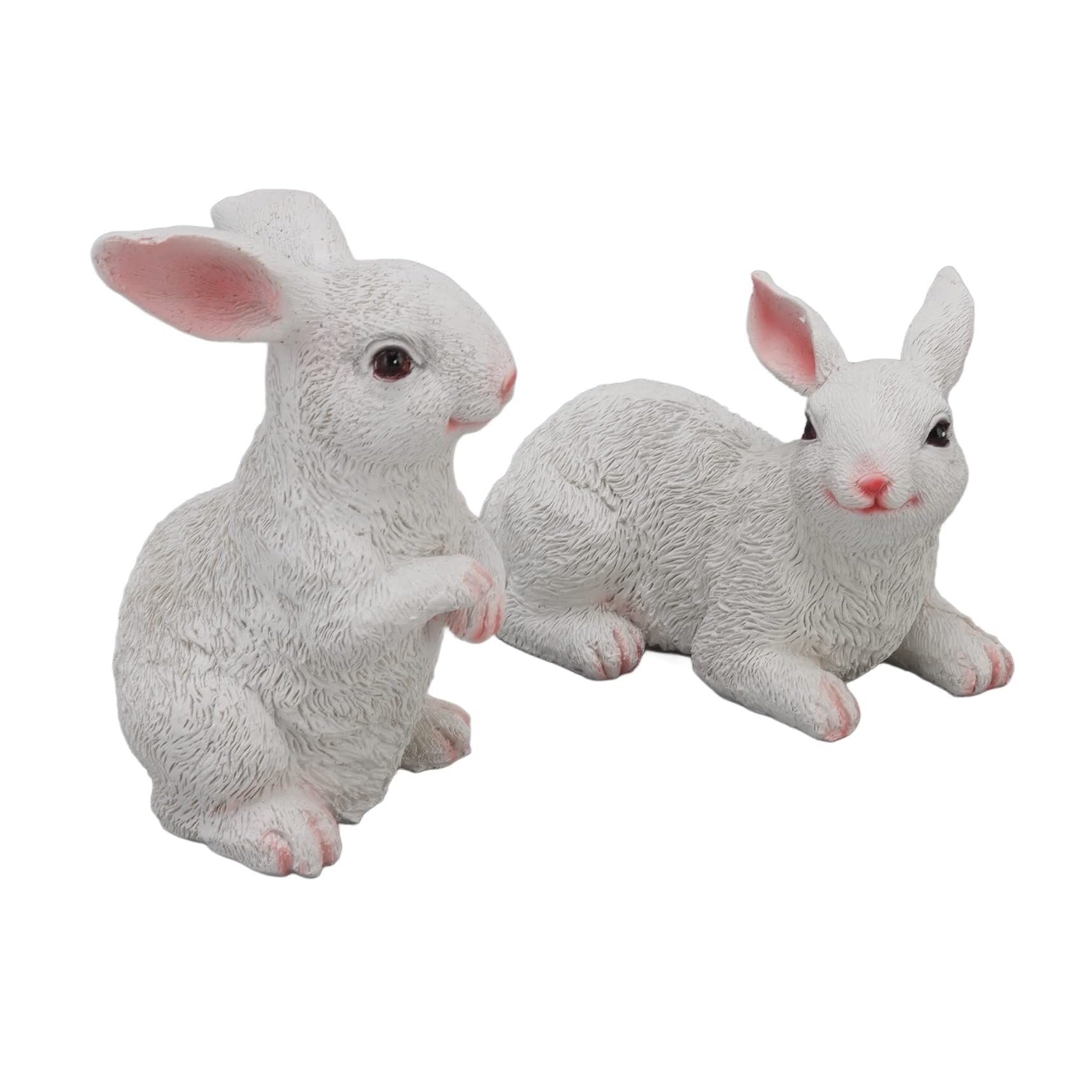Rich Iron Cute Statues Bunny Statue Cute Rabbit Resin Garden Sculpture Ornaments for Balcony Backyard Decor