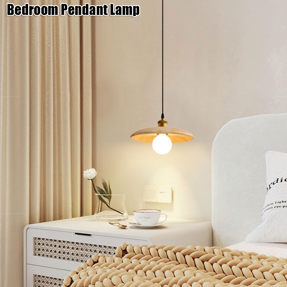 Japanese-Style Wooden Chandelier, Creative Hat-Shaped Hanging Lamp Shade, E27 Base Single-Head Pendant Light, Balcony Or Porch Decorative Ceiling Lighting Fixtures